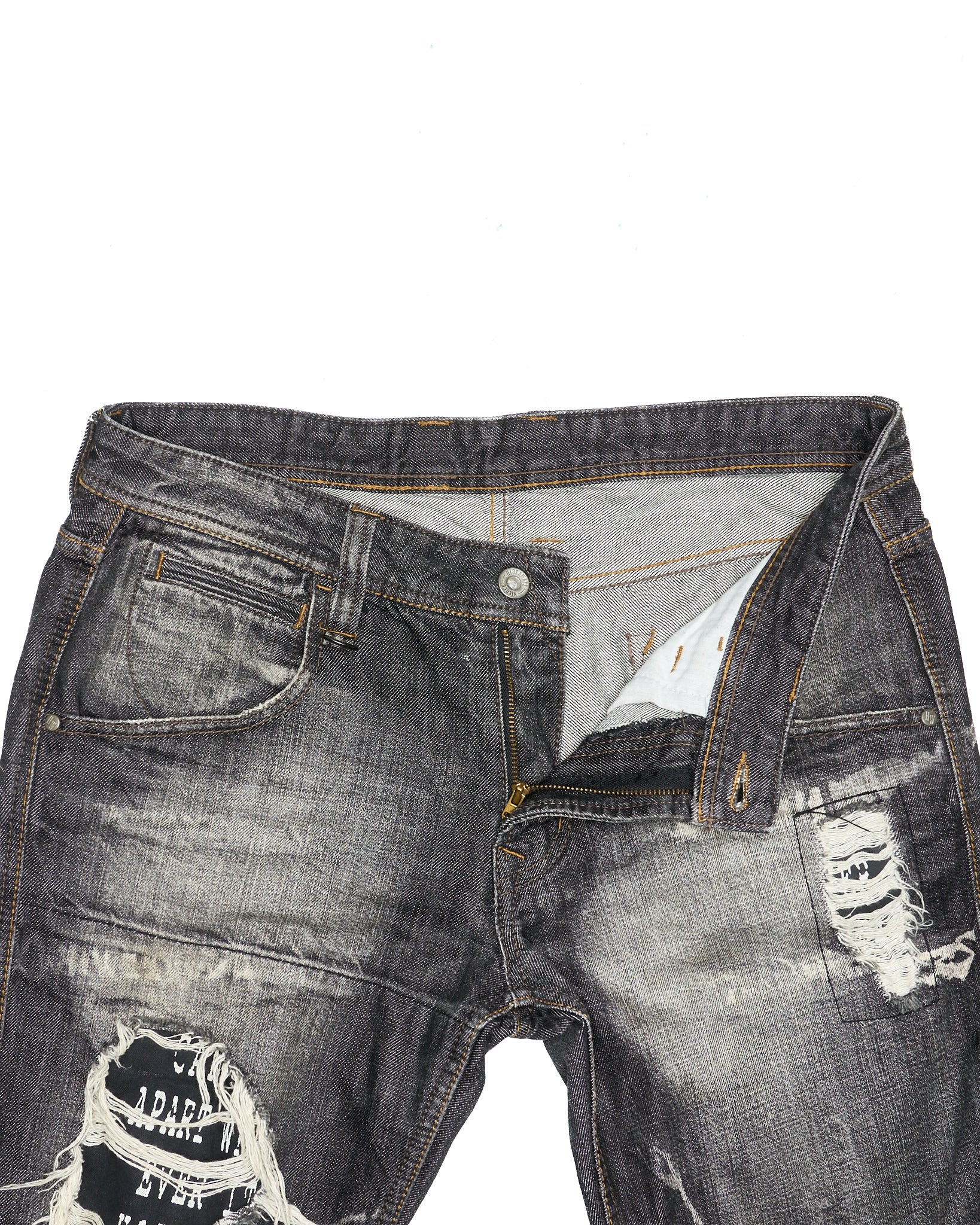 00s HIDEALWAYS by Nicole Blown-out Distressed Grey Bootcut Denim