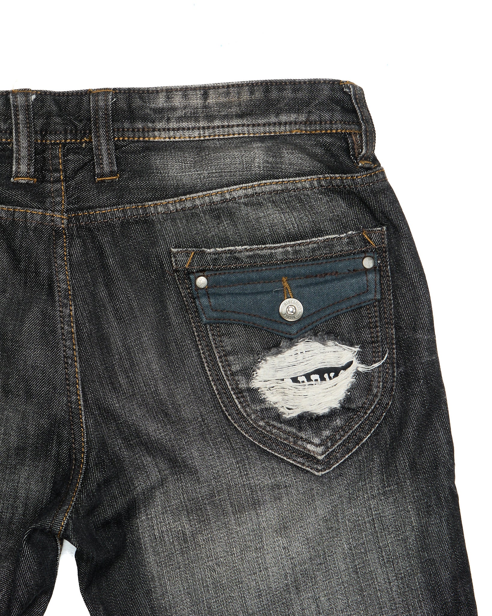 00s HIDEALWAYS by Nicole Blown-out Distressed Grey Bootcut Denim