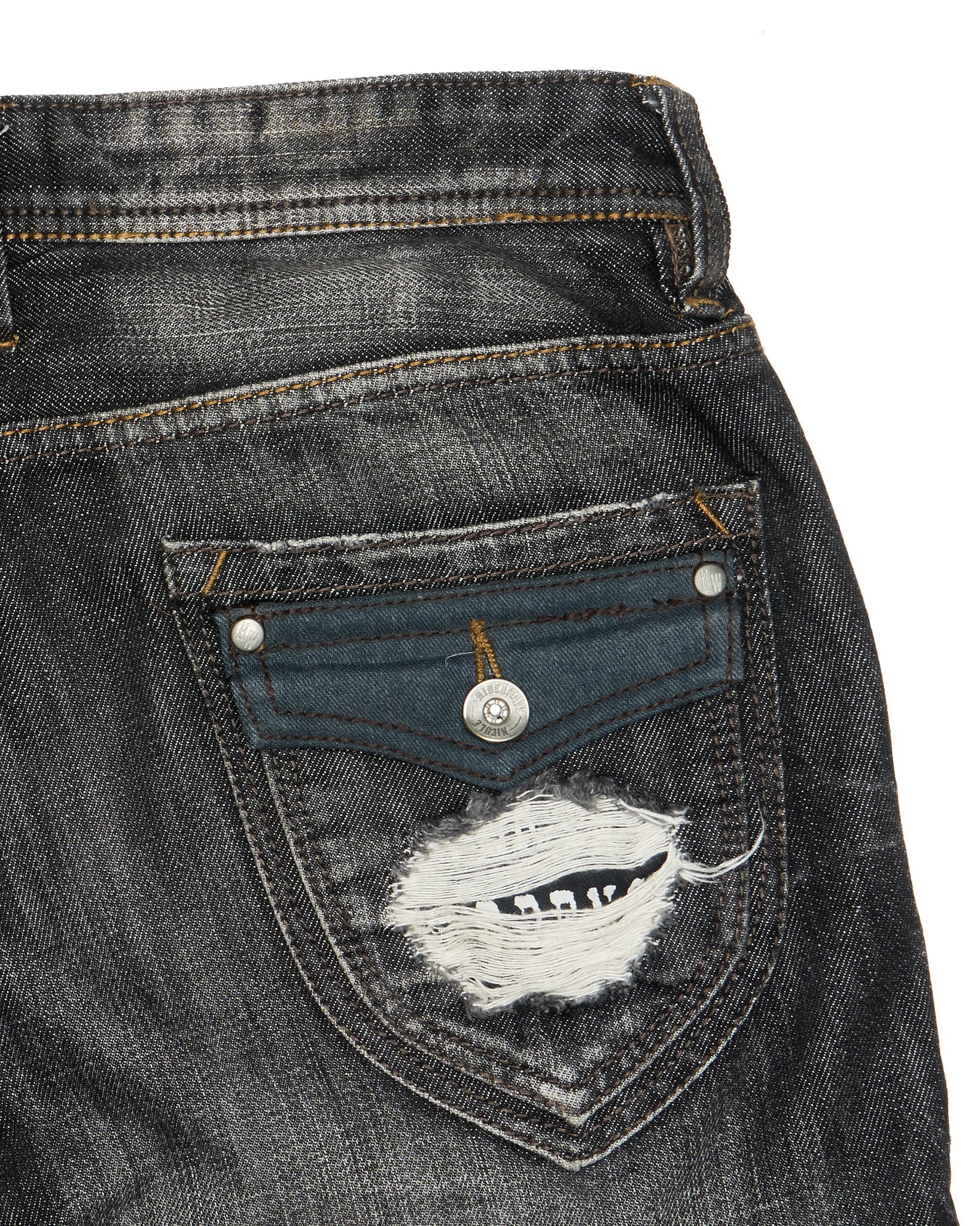 00s HIDEALWAYS by Nicole Blown-out Distressed Grey Bootcut Denim