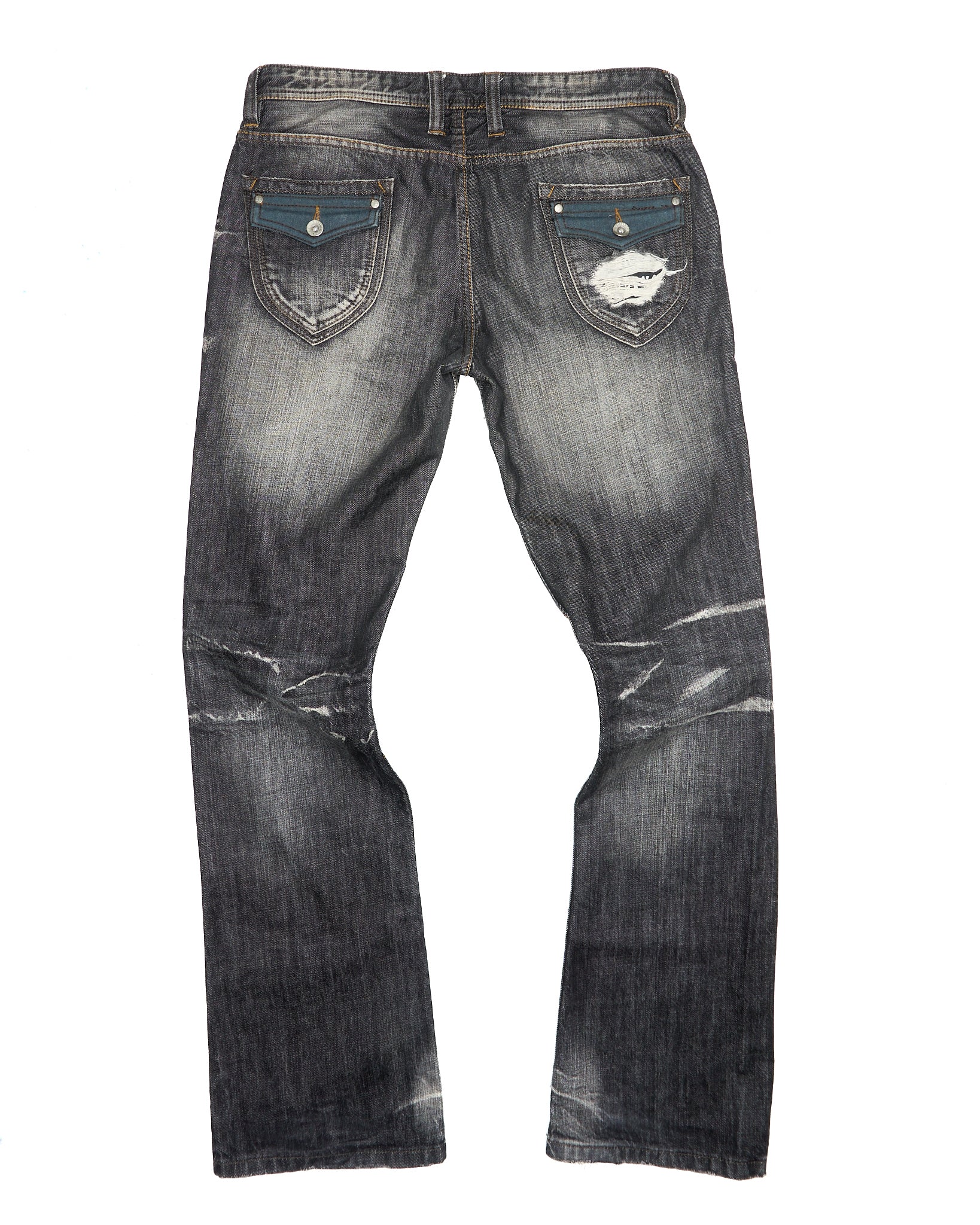 00s HIDEALWAYS by Nicole Blown-out Distressed Grey Bootcut Denim