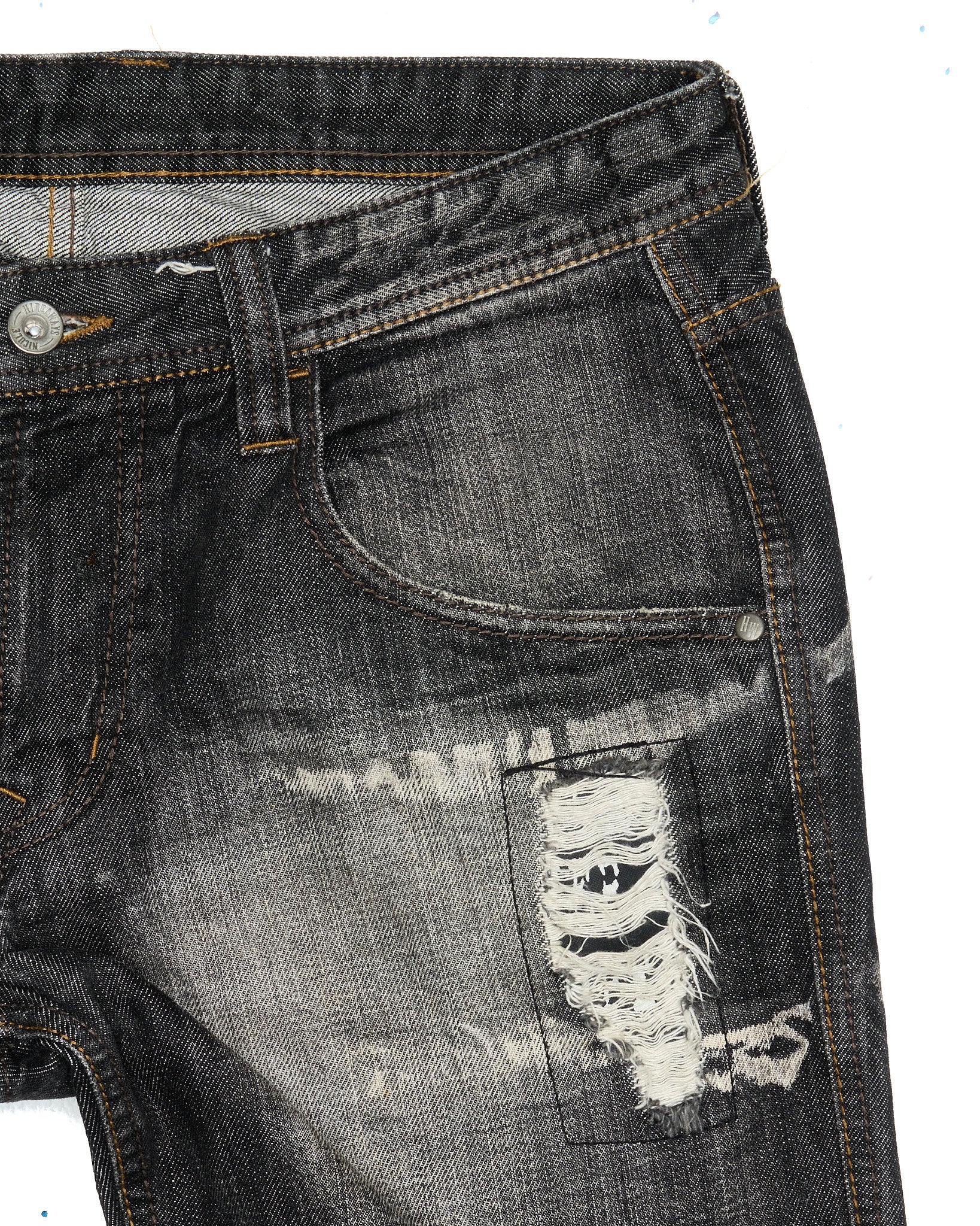 00s HIDEALWAYS by Nicole Blown-out Distressed Grey Bootcut Denim