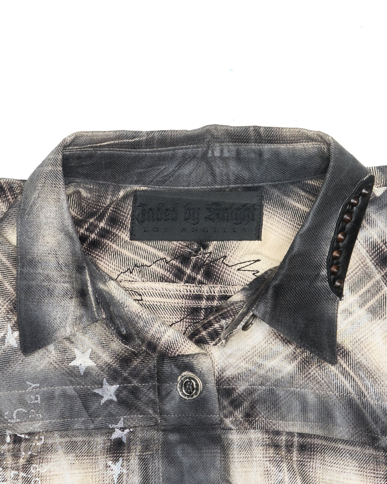 00s JADED by KNIGHT Plaid Graphic Patchwork Print Button-Up Shirt
