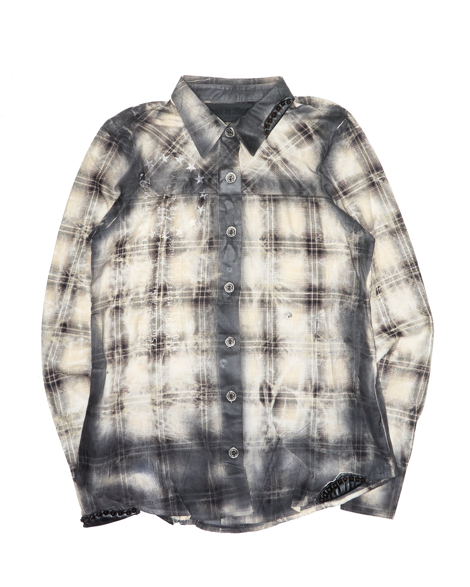 00s JADED by KNIGHT Plaid Graphic Patchwork Print Button-Up Shirt