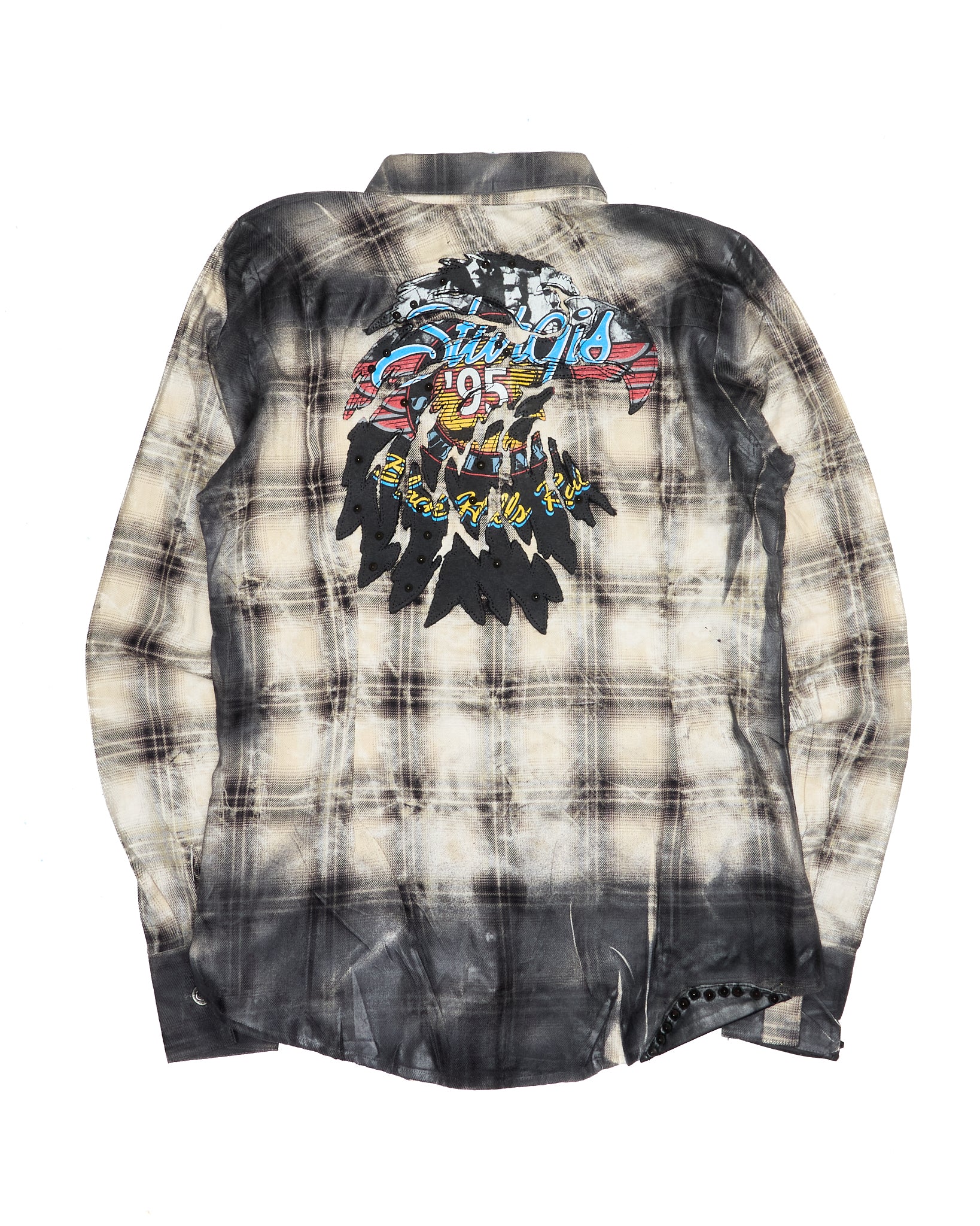 00s JADED by KNIGHT Plaid Graphic Patchwork Print Button-Up Shirt