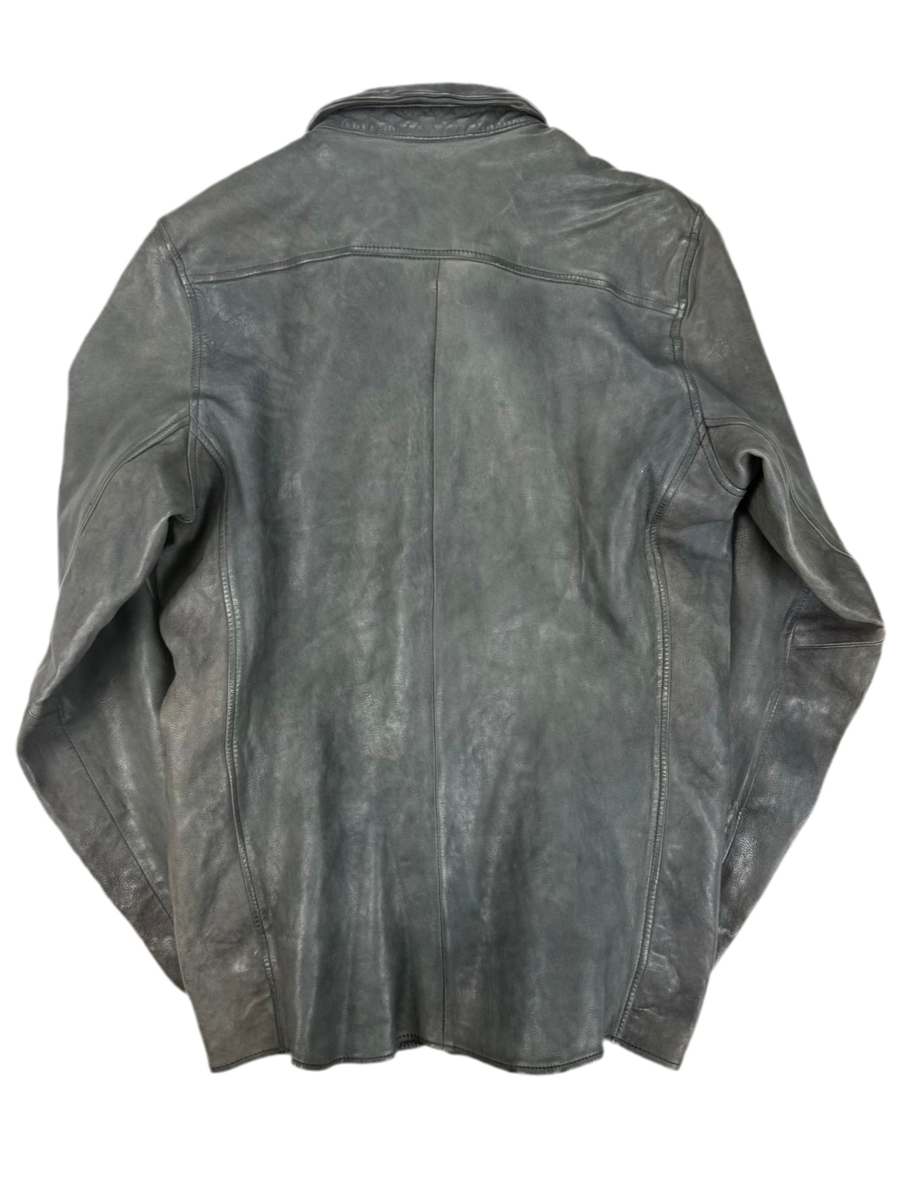 Carpe Diem Garment-dyed Sheepskin Leather Clasp Shirt
