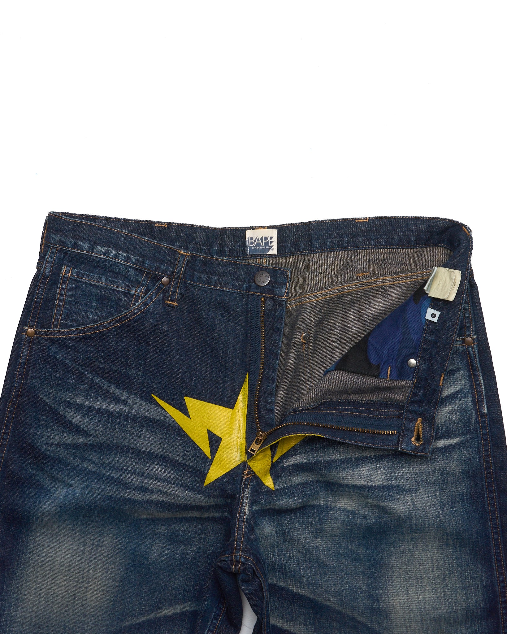 '07 BAPE "STA" Whisker Fade Jeans