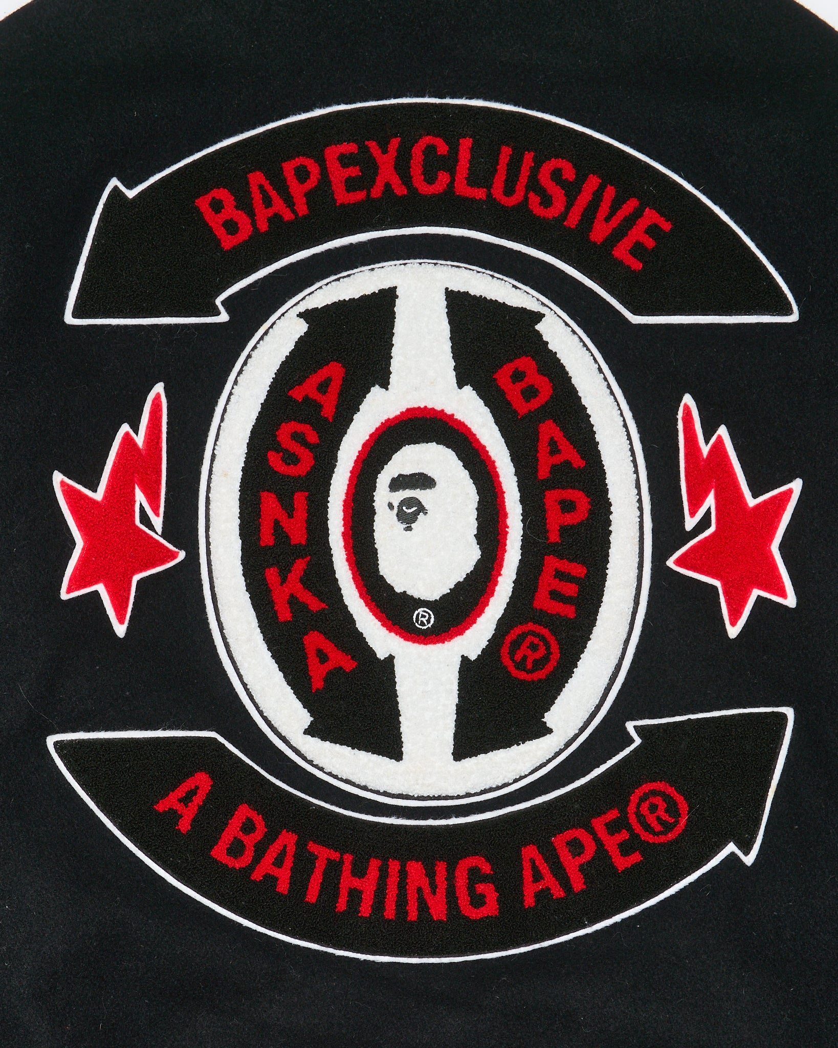 07' BAPE Exclusive Edition Leather Sleeve Letterman Varsity Jacket