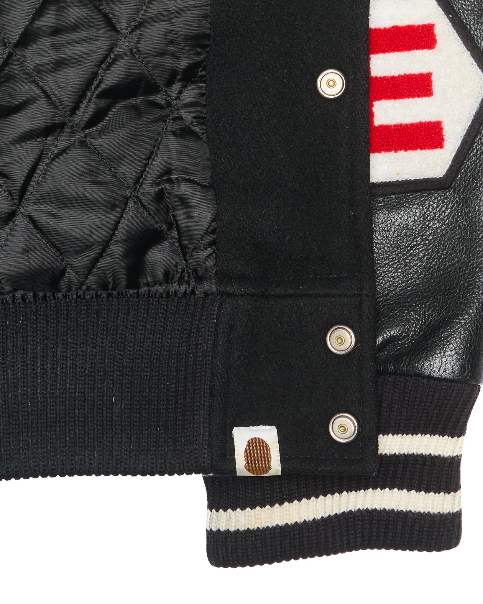 07' BAPE Exclusive Edition Leather Sleeve Letterman Varsity Jacket