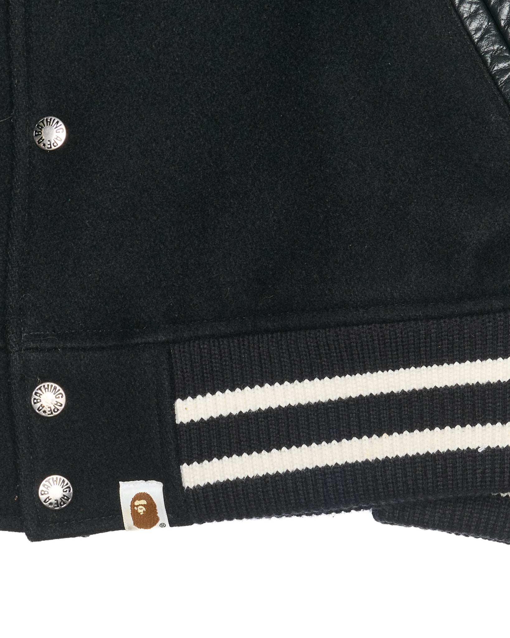 07' BAPE Exclusive Edition Leather Sleeve Letterman Varsity Jacket
