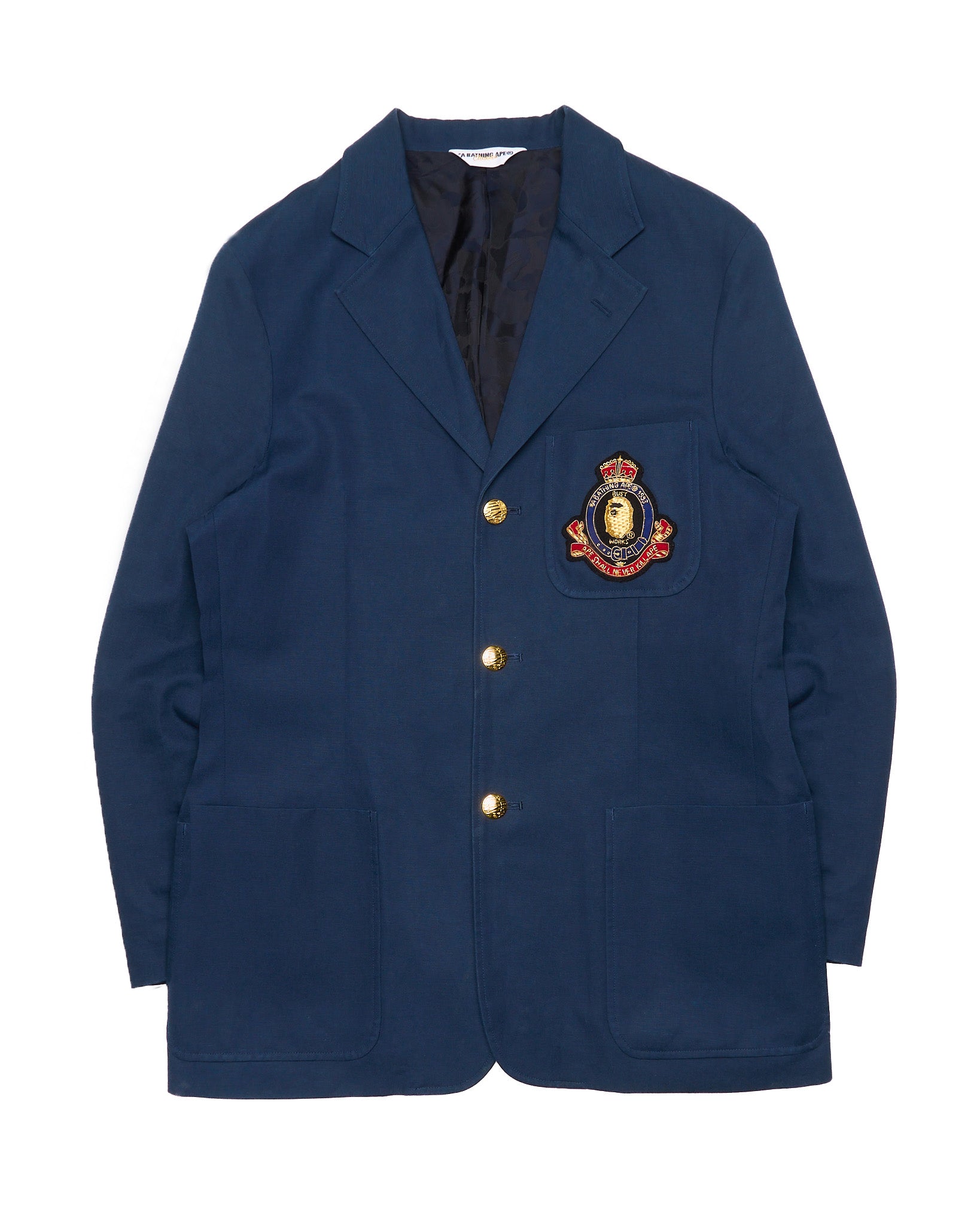 ‘08 BAPE CLASSICS Camo-Lined Beaded Crest Blazer