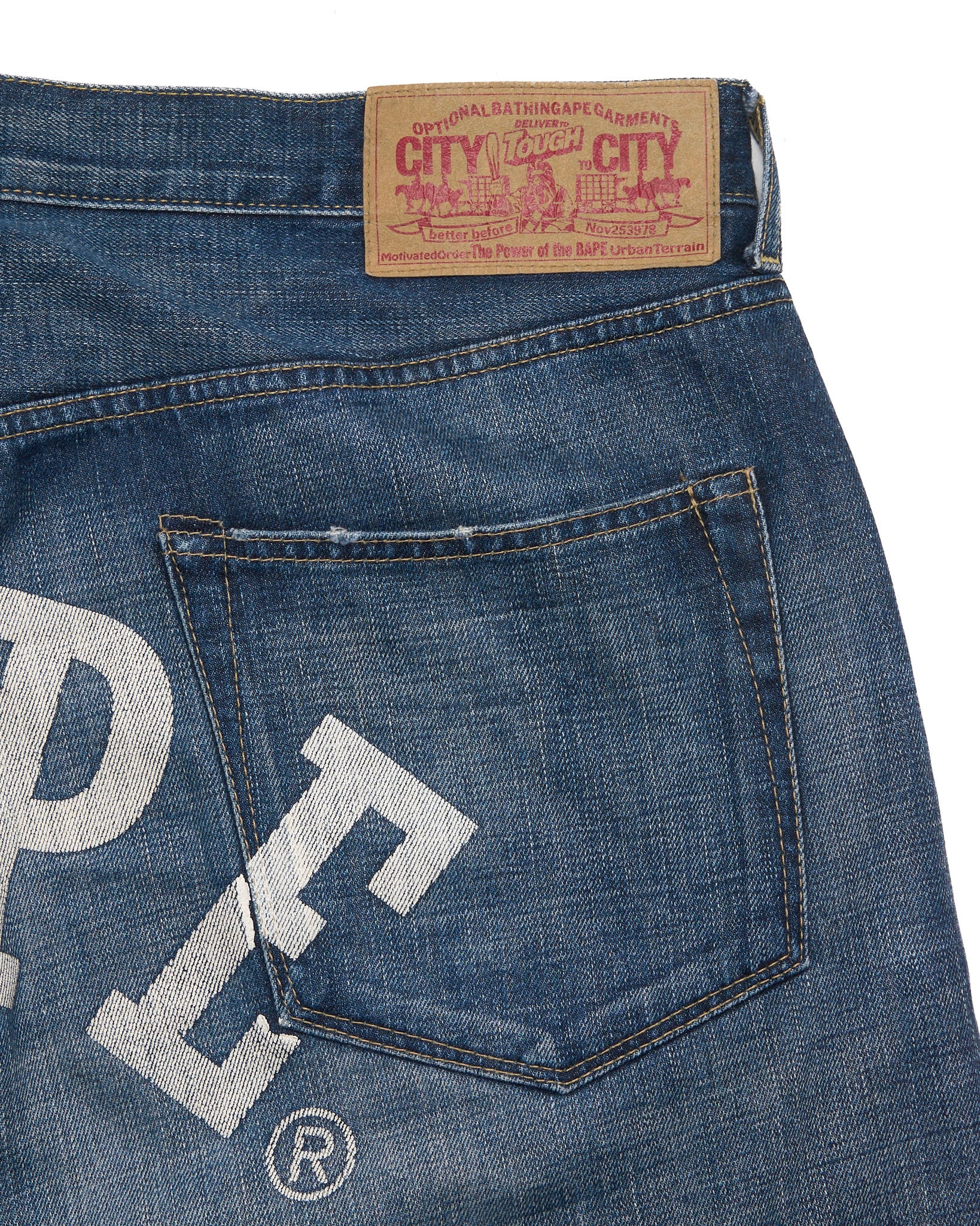 '08 BAPE Spell-Out Back Logo Denim
