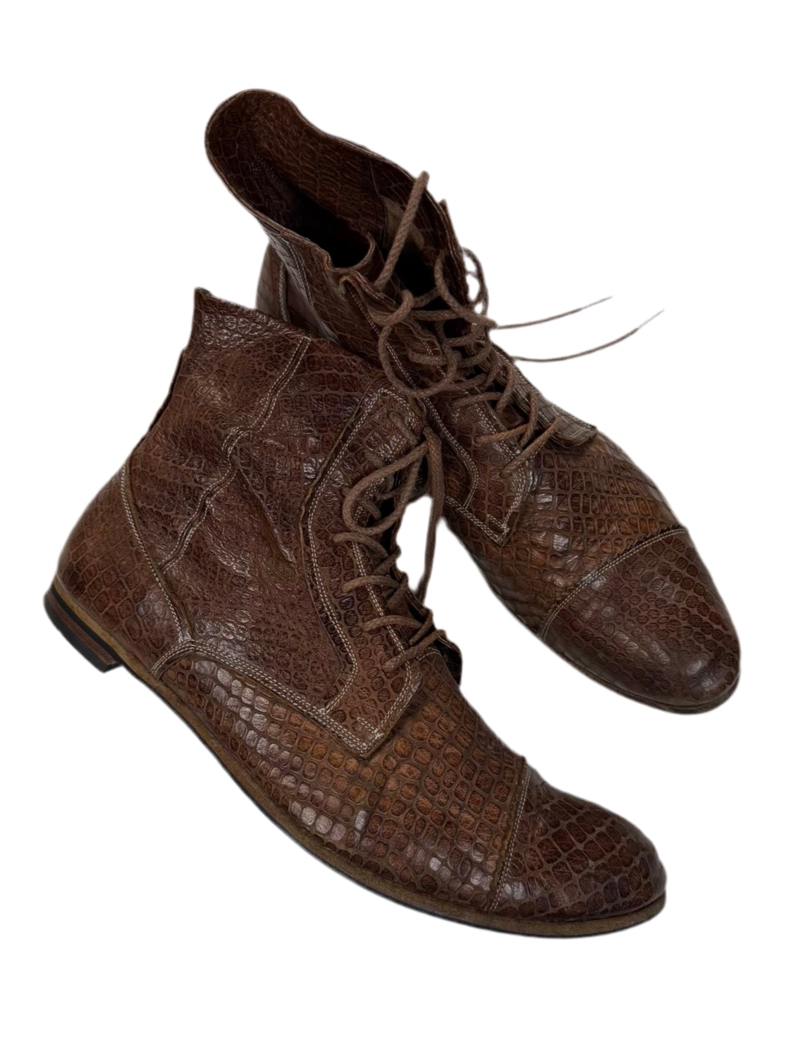 Early 00s MiharaYasuhiro Embossed Cow Leather Boots