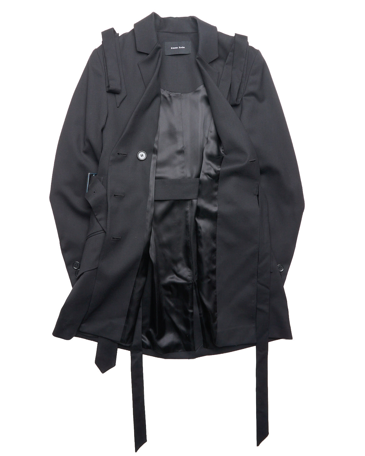 Simone Rocha Double Breasted Black Bows Belted Blazer