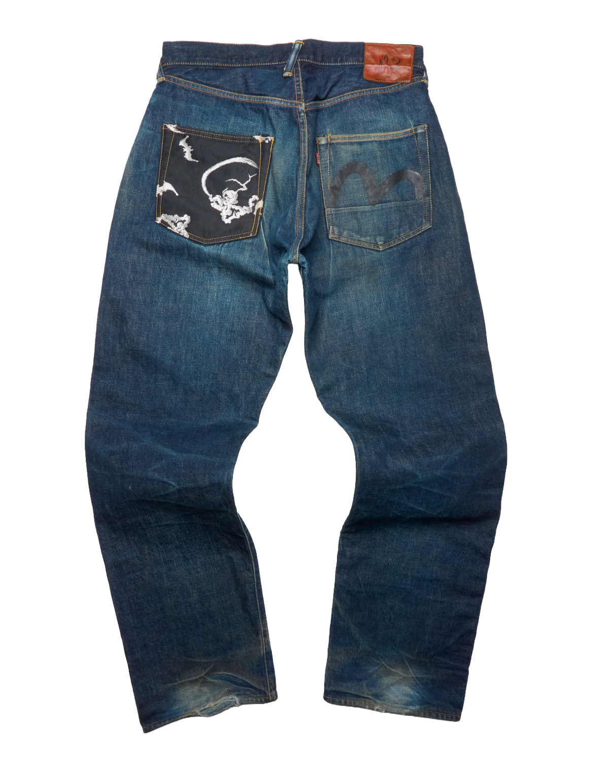 Early 00s EVISU Jacquard Pocket Hand-Paint Selvedge Jeans