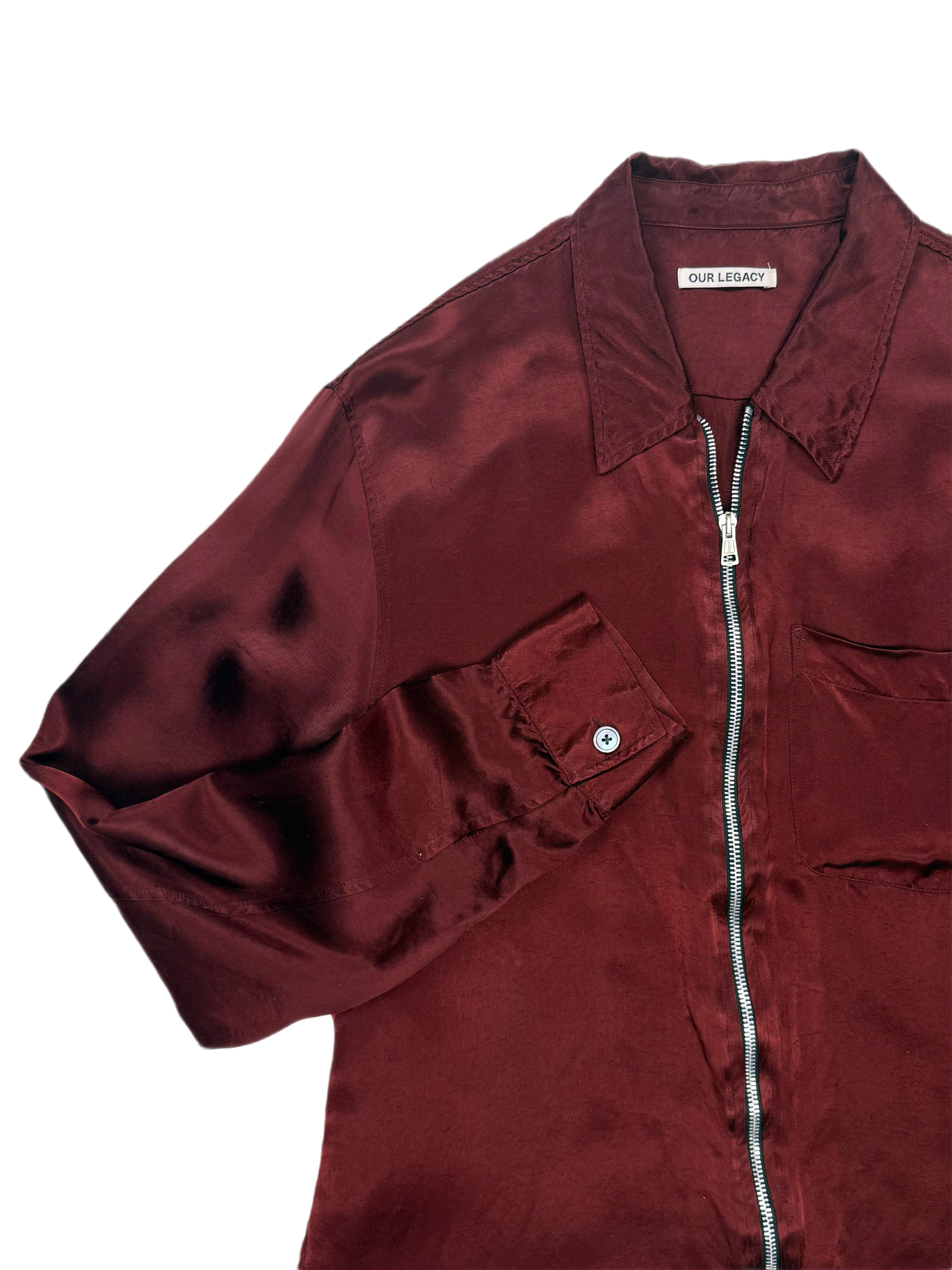 Our Legacy Dark Red Cupro Drip Shirt