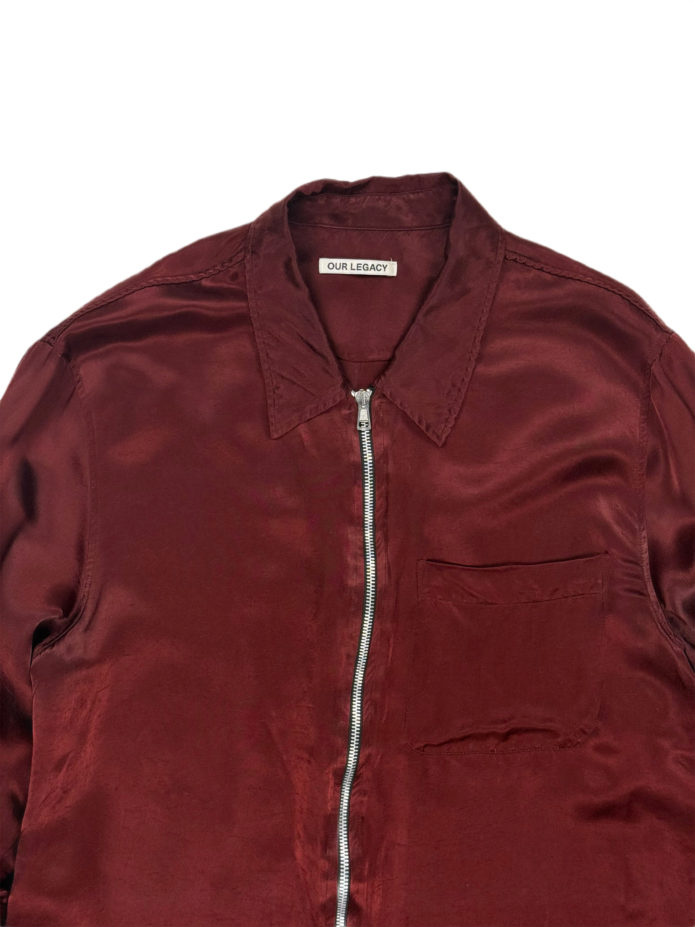 Our Legacy Dark Red Cupro Drip Shirt