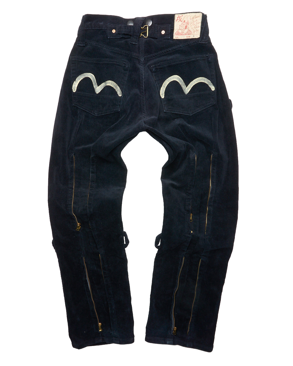 90s EVIS Hand-Paint Seagull Velour Bondage Pants