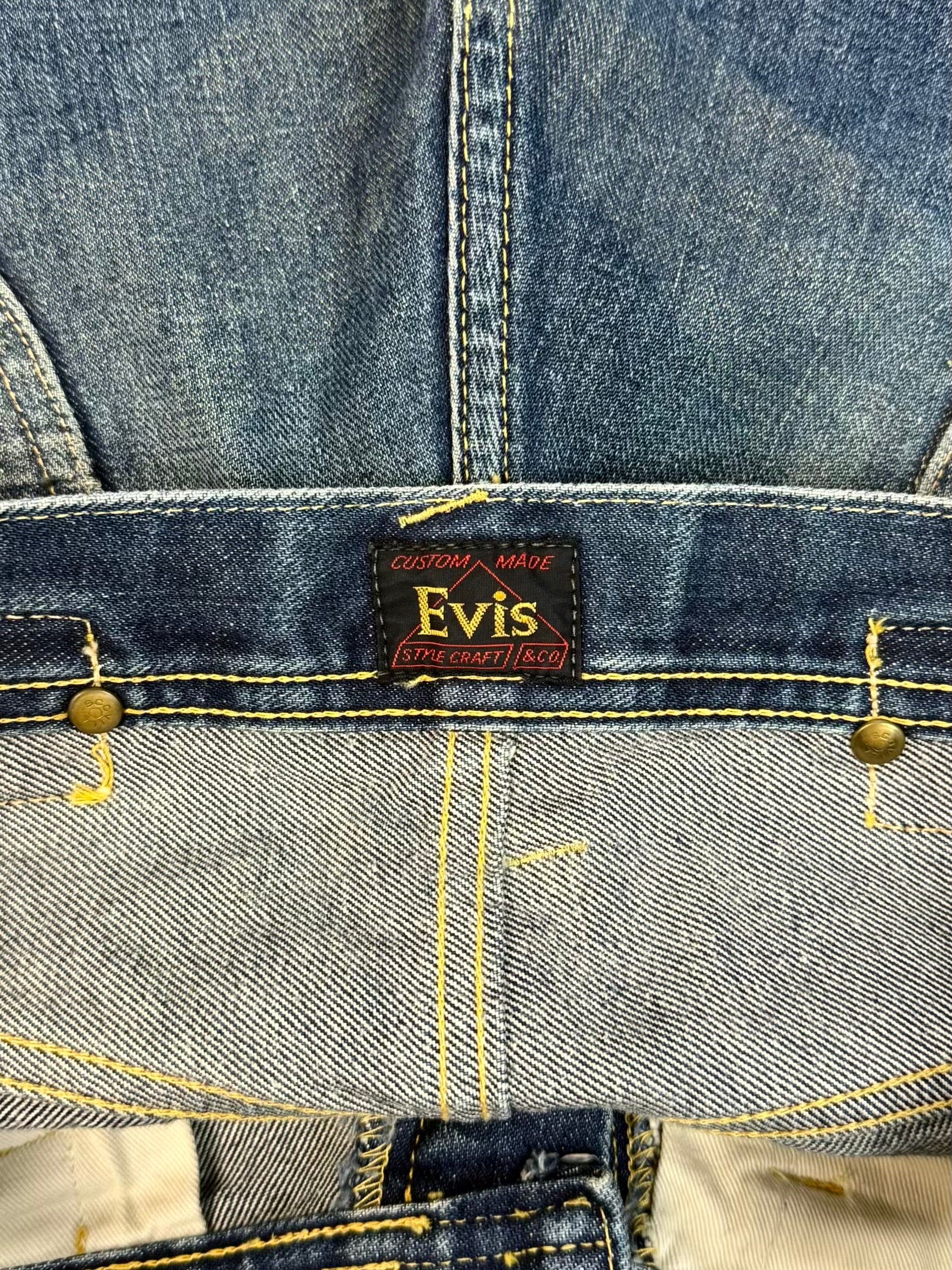 90s EVIS Hand-Paint Diakoku Crop Selvedge Jeans