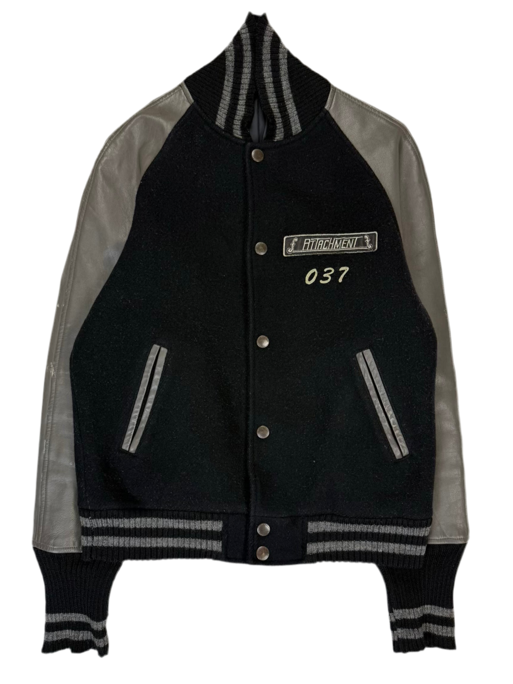 Early 00s ATTACHMENT by Kazuyuki Kumagai Embroidered Leather Varsity Jacket