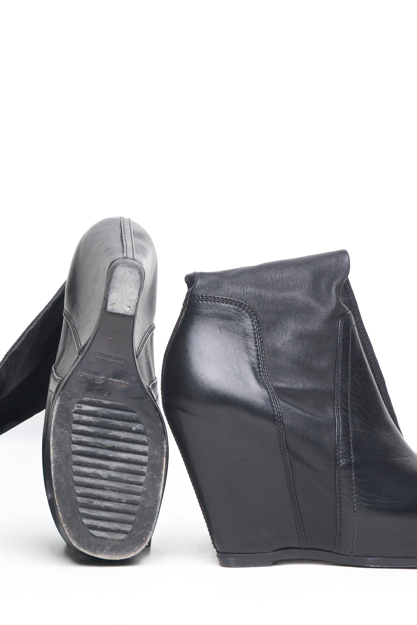 F/W25 Rick Owens “CONCORDIANS” Tall Leather Wedge Sock Boots