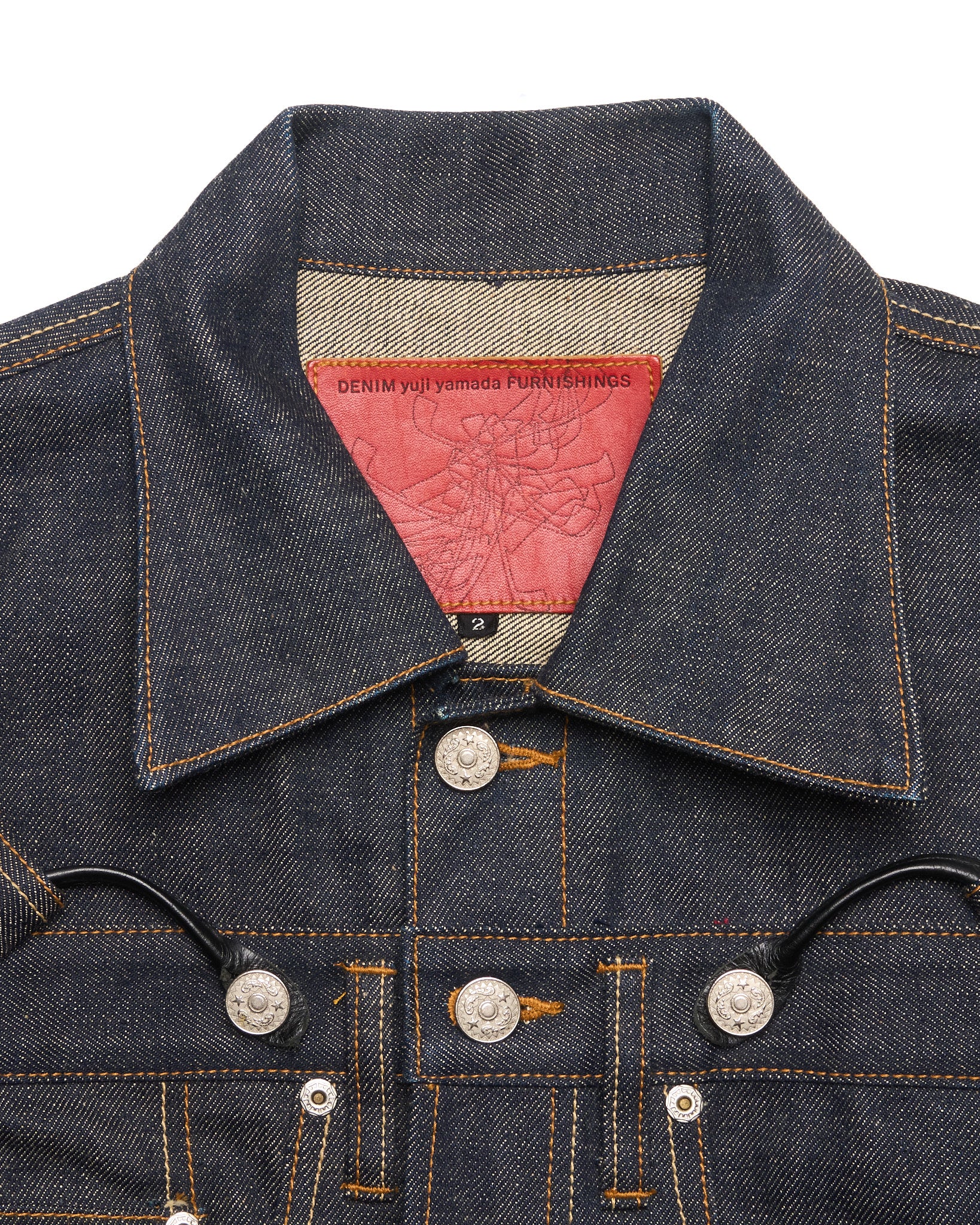 2000s Yuji Yamada 'FURNISHINGS' Removable Leather Harness Raw Denim 'Jean' Jacket