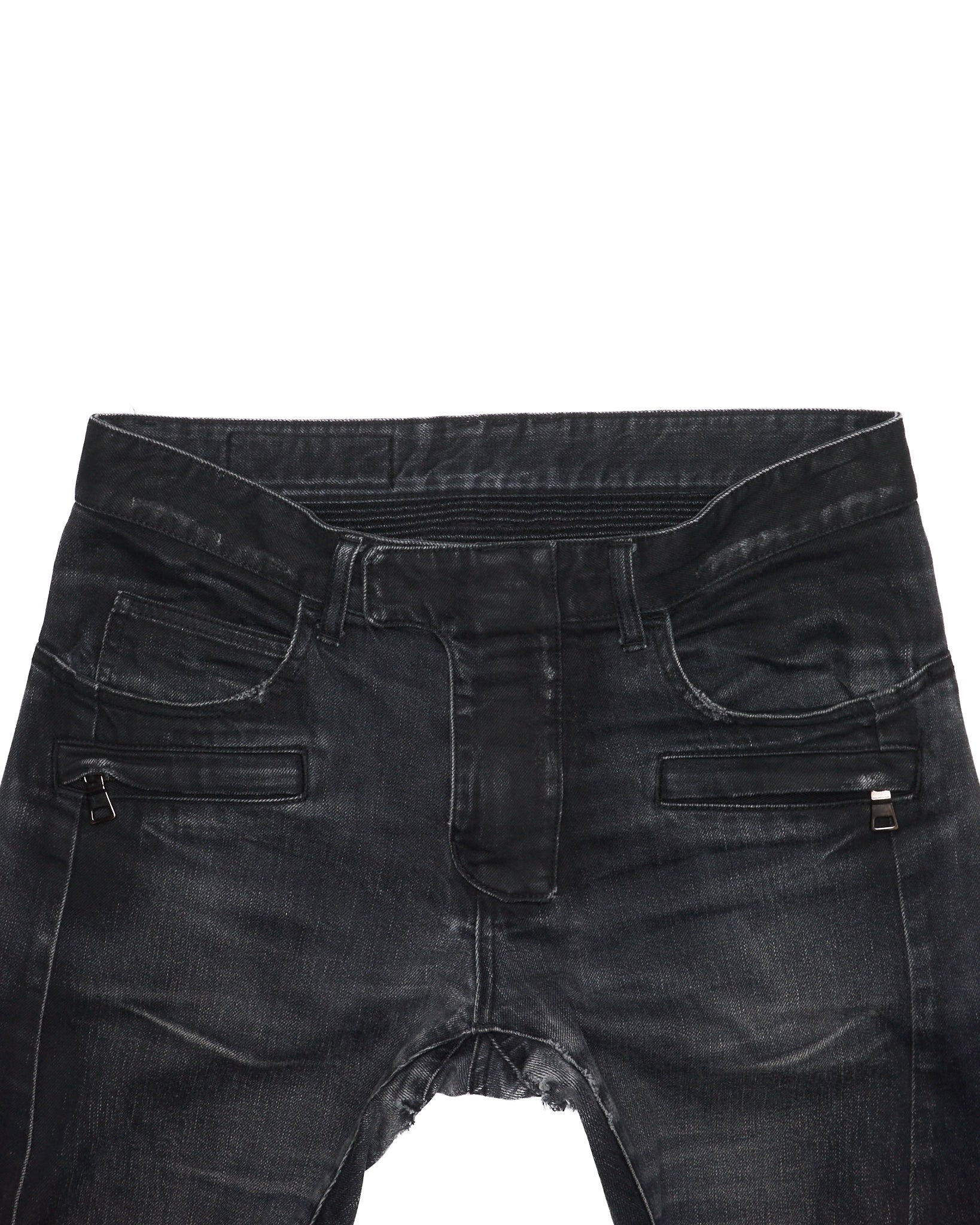 2010s Balmain by Olivier Rousteing Distressed Zip Jeans