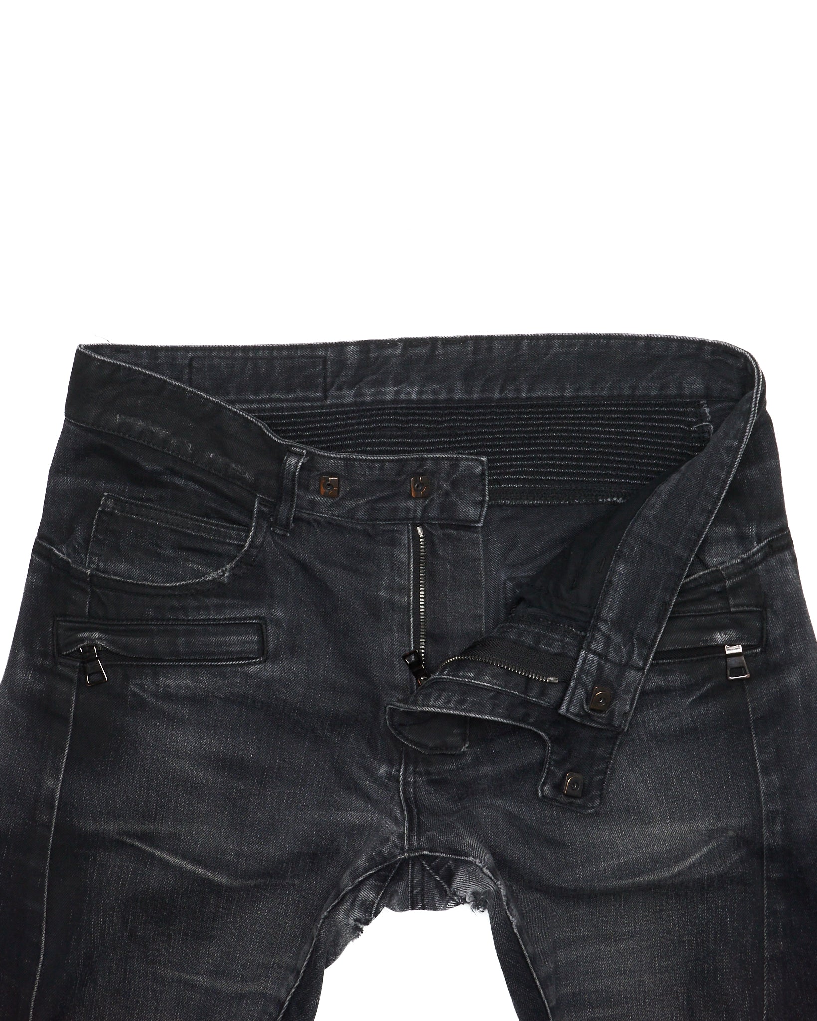2010s Balmain by Olivier Rousteing Distressed Zip Jeans