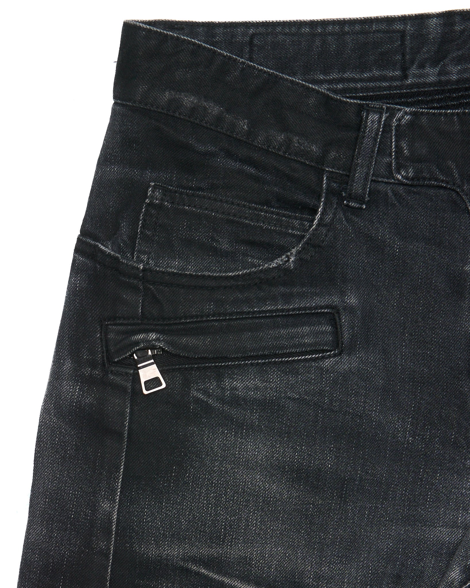 2010s Balmain by Olivier Rousteing Distressed Zip Jeans