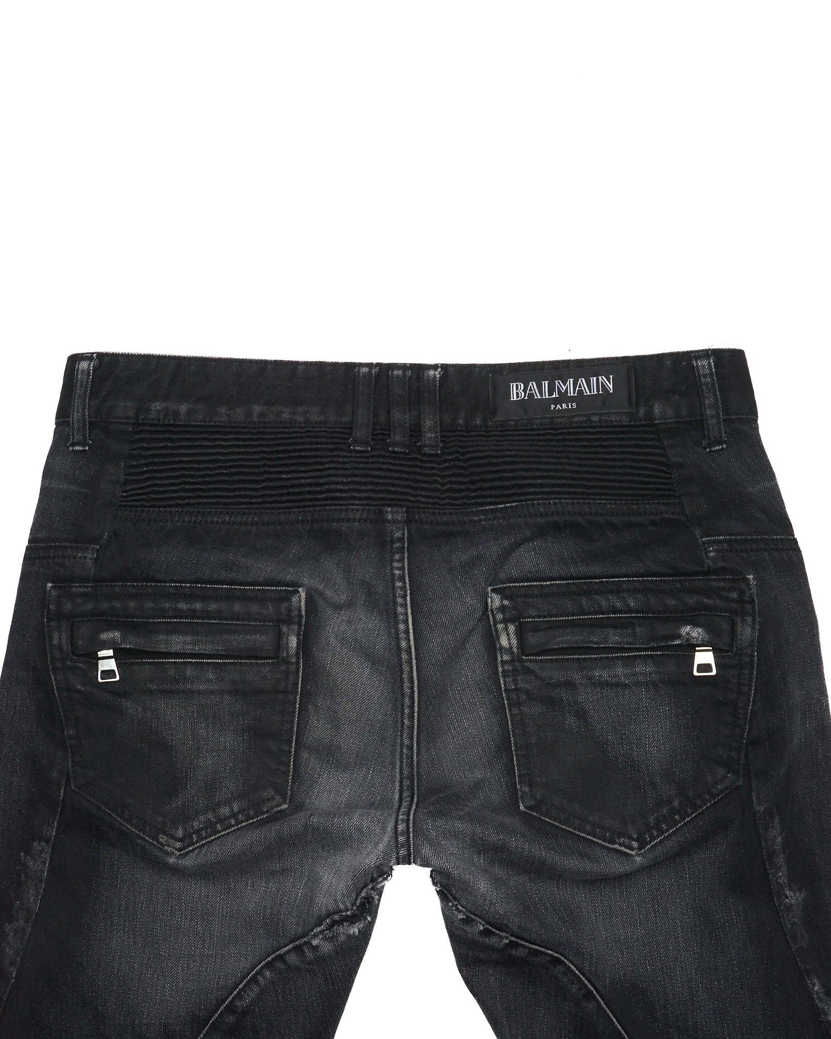 2010s Balmain by Olivier Rousteing Distressed Zip Jeans