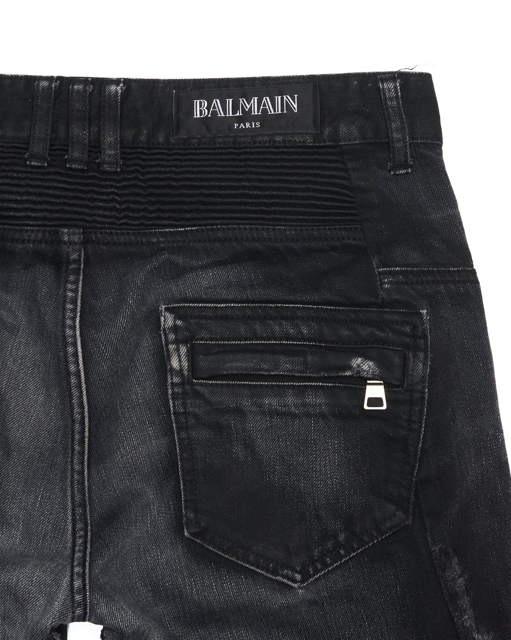2010s Balmain by Olivier Rousteing Distressed Zip Jeans