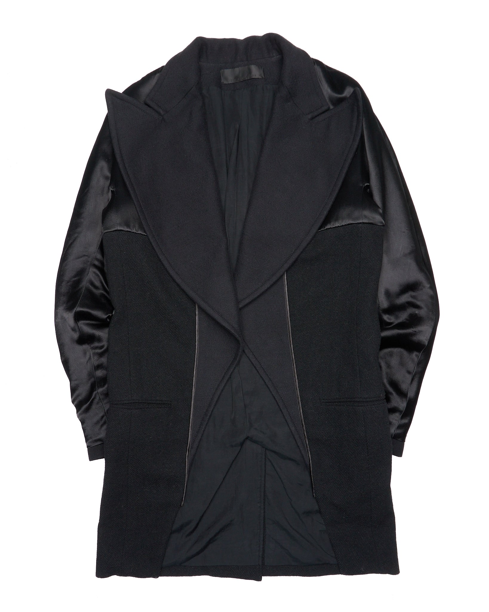 2010s Haider Ackermann Wide Peak Lapel Open Front Tuxedo Coat