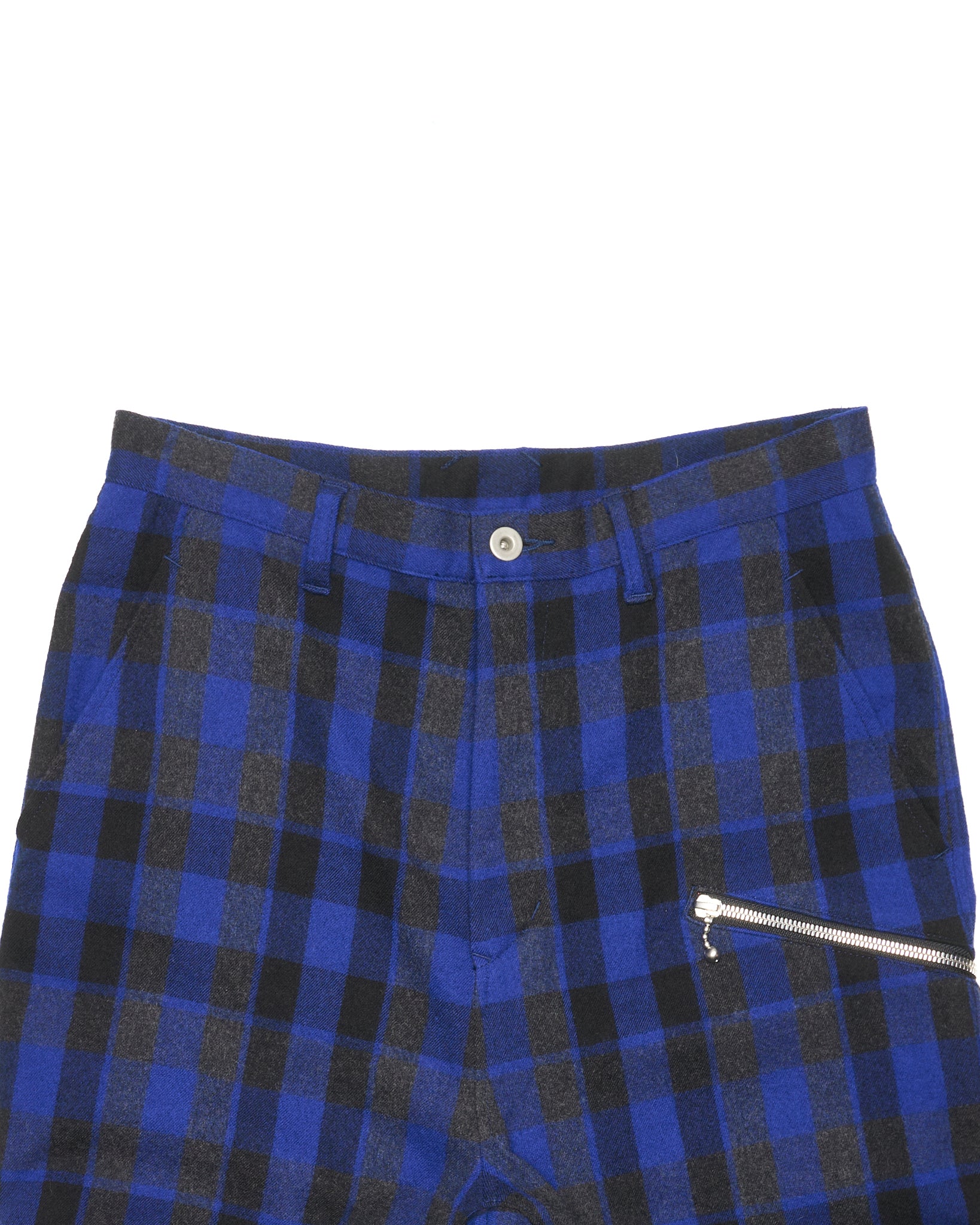2010s Isamu Katayama BACKLASH Blue Flannel Leather Bondage Pants