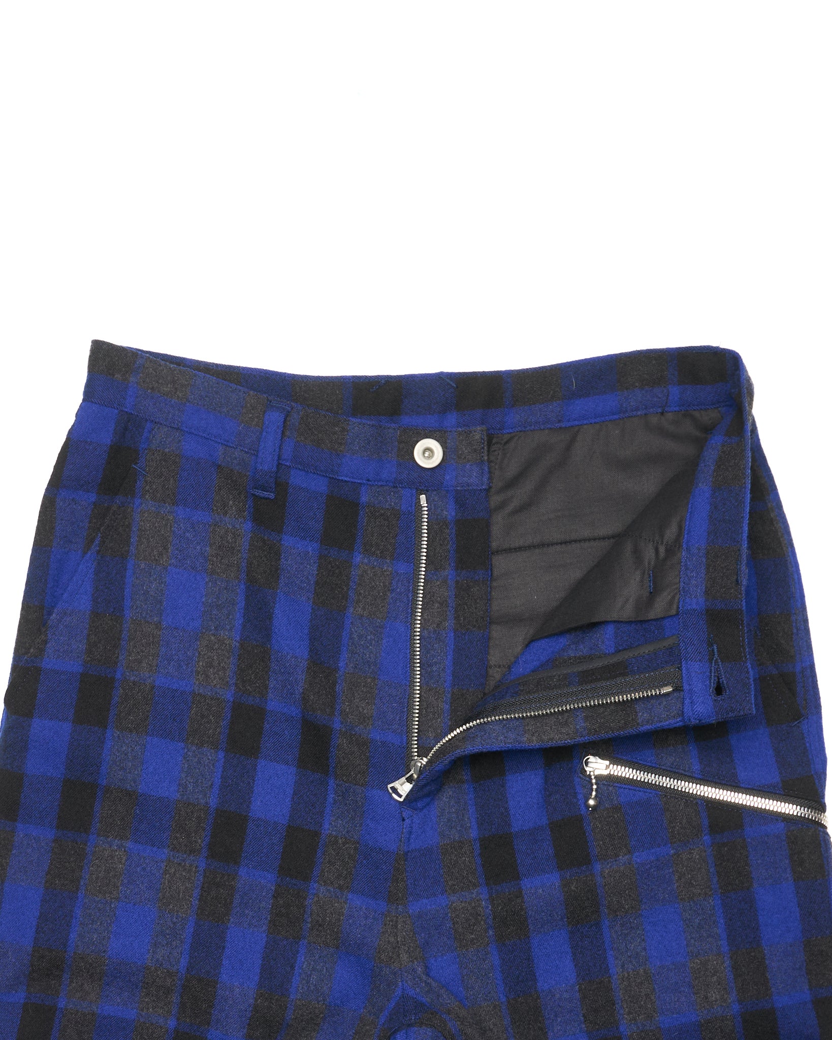 2010s Isamu Katayama BACKLASH Blue Flannel Leather Bondage Pants