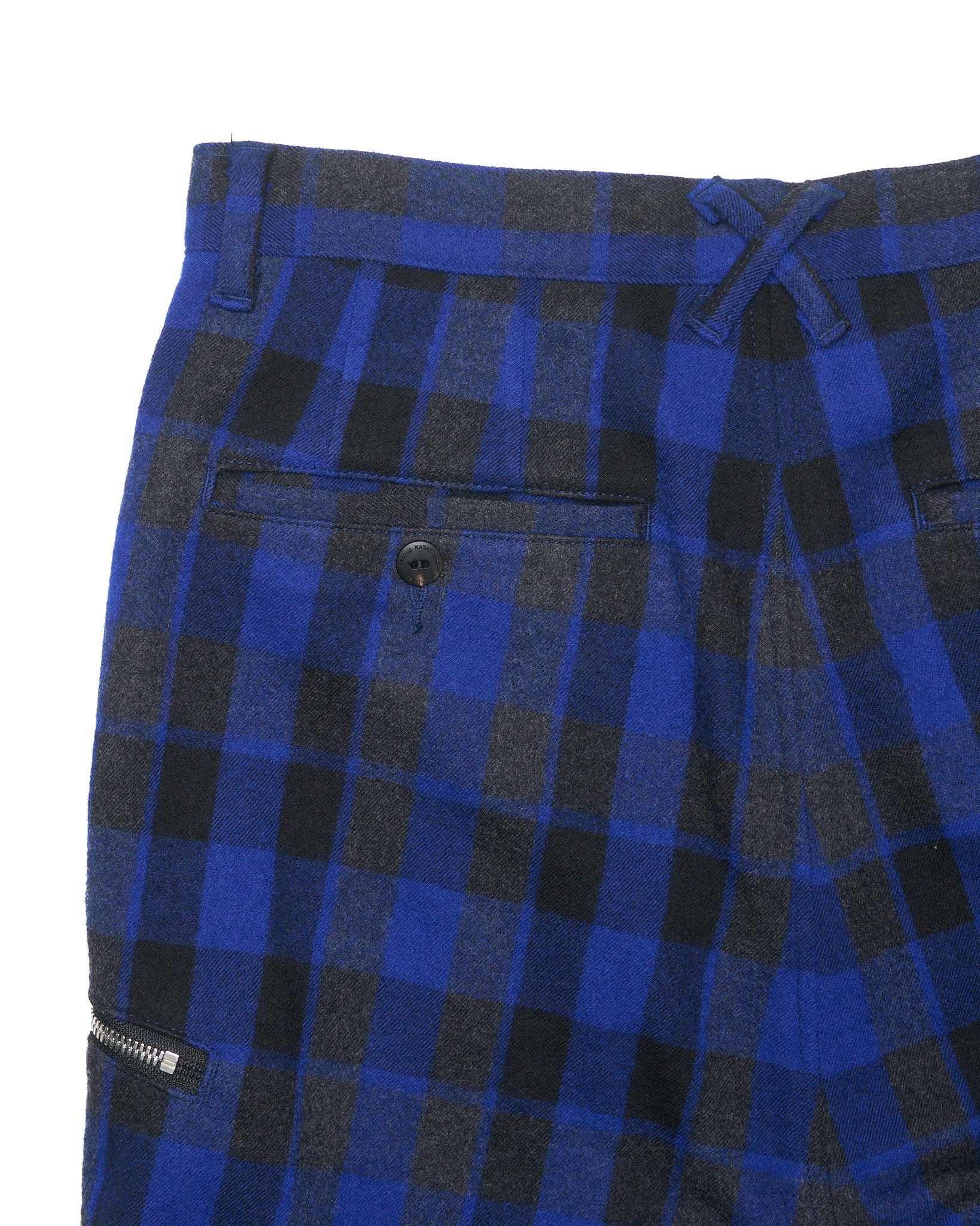 2010s Isamu Katayama BACKLASH Blue Flannel Leather Bondage Pants