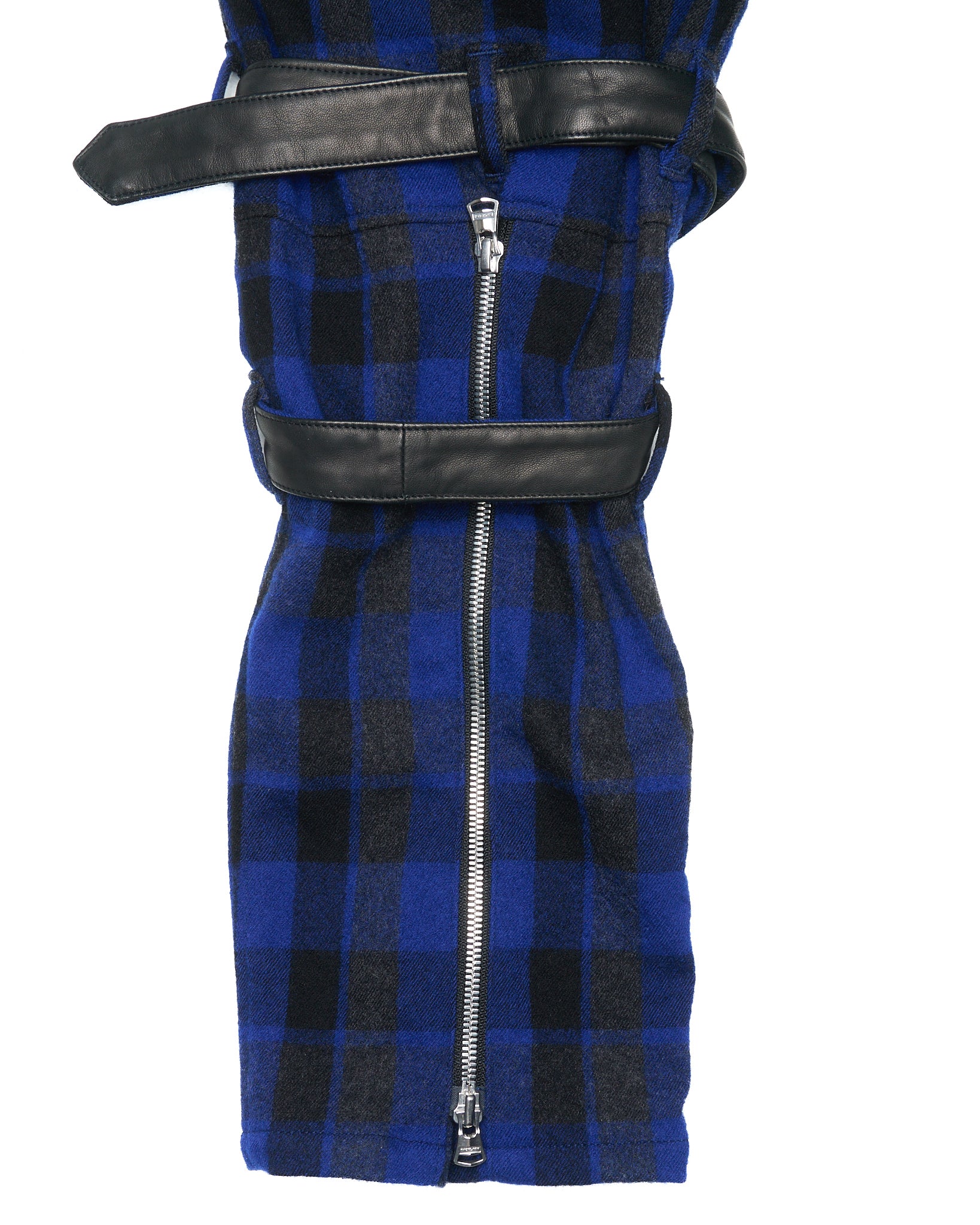 2010s Isamu Katayama BACKLASH Blue Flannel Leather Bondage Pants