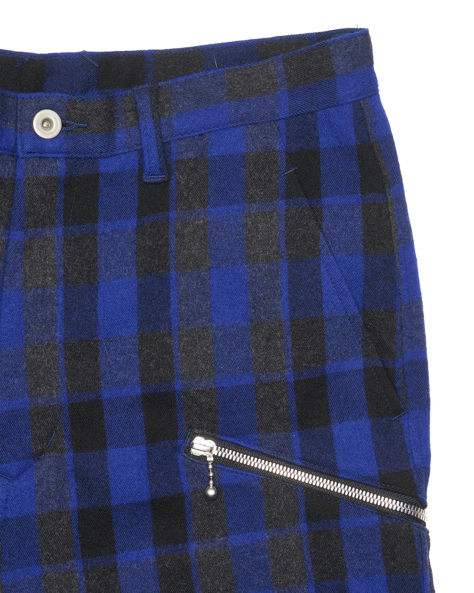 2010s Isamu Katayama BACKLASH Blue Flannel Leather Bondage Pants