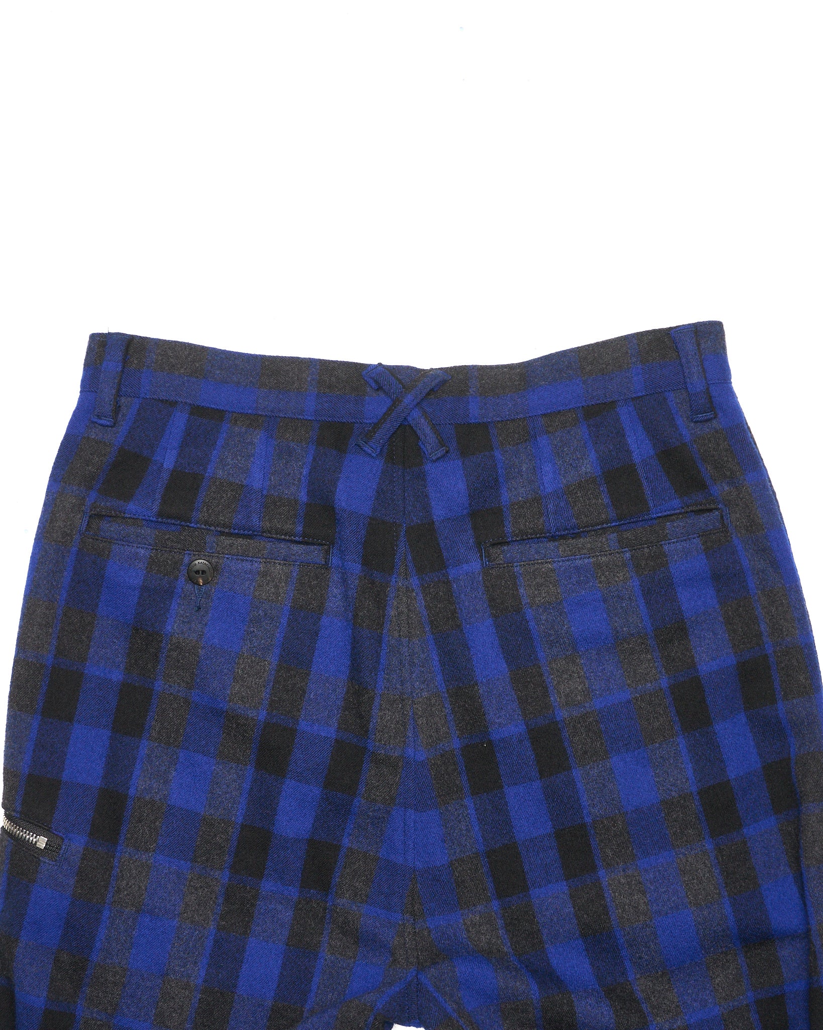 2010s Isamu Katayama BACKLASH Blue Flannel Leather Bondage Pants