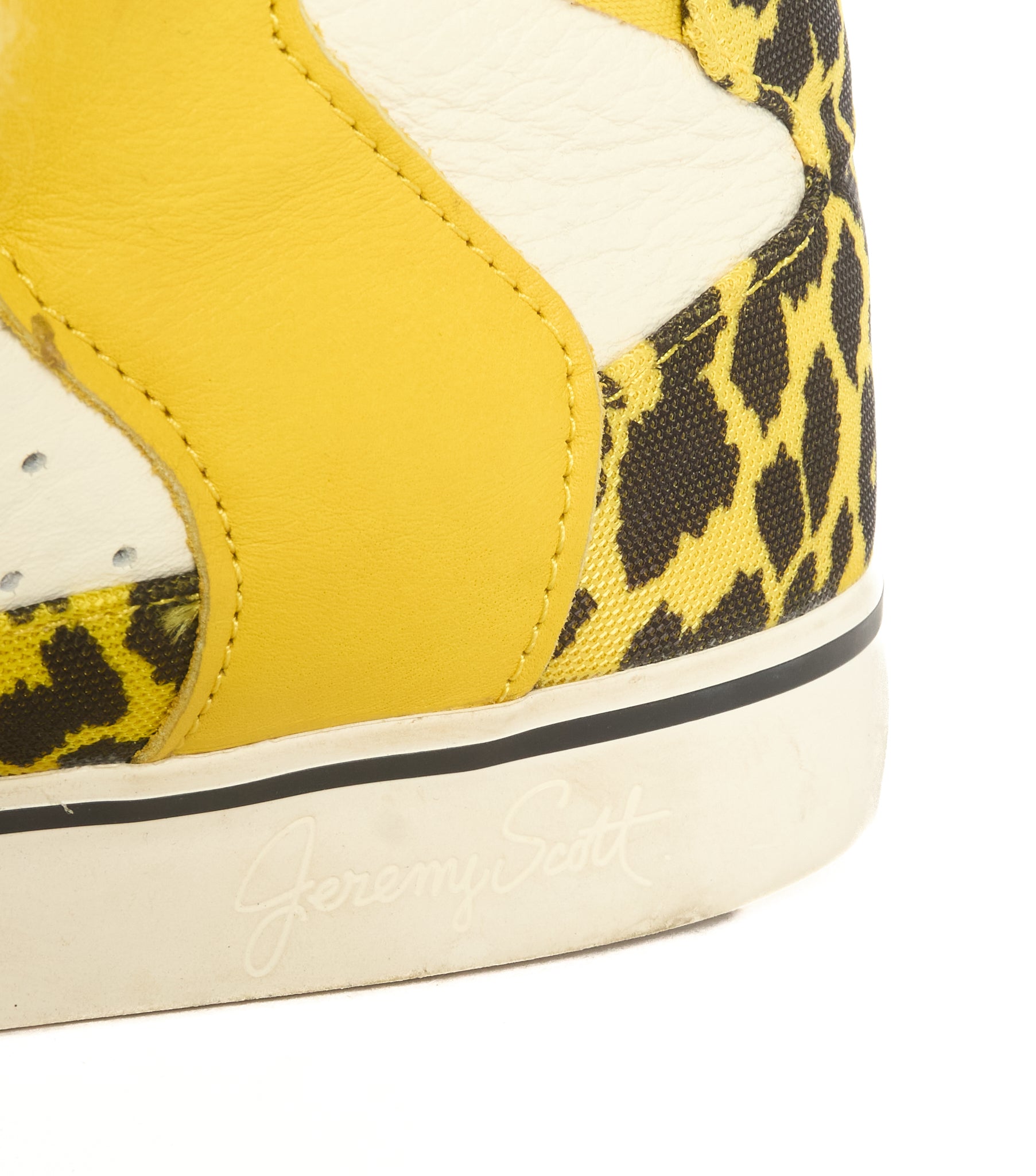 2015 Jeremy Scott x Adidas 'Bones' Gold Fur Leopard Print High-Top Sneakers