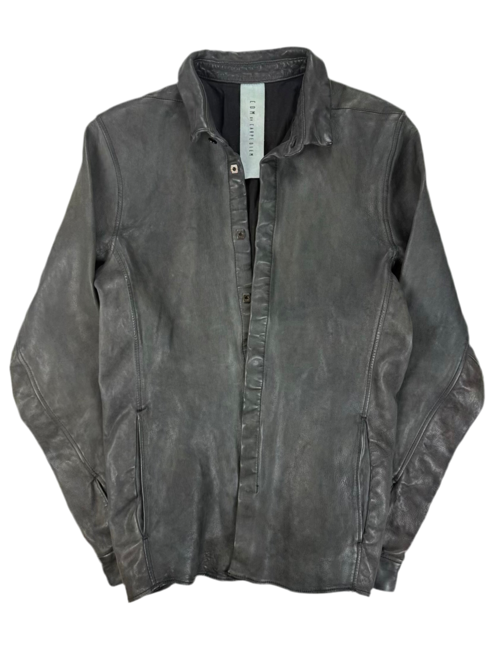 Carpe Diem Garment-dyed Sheepskin Leather Clasp Shirt