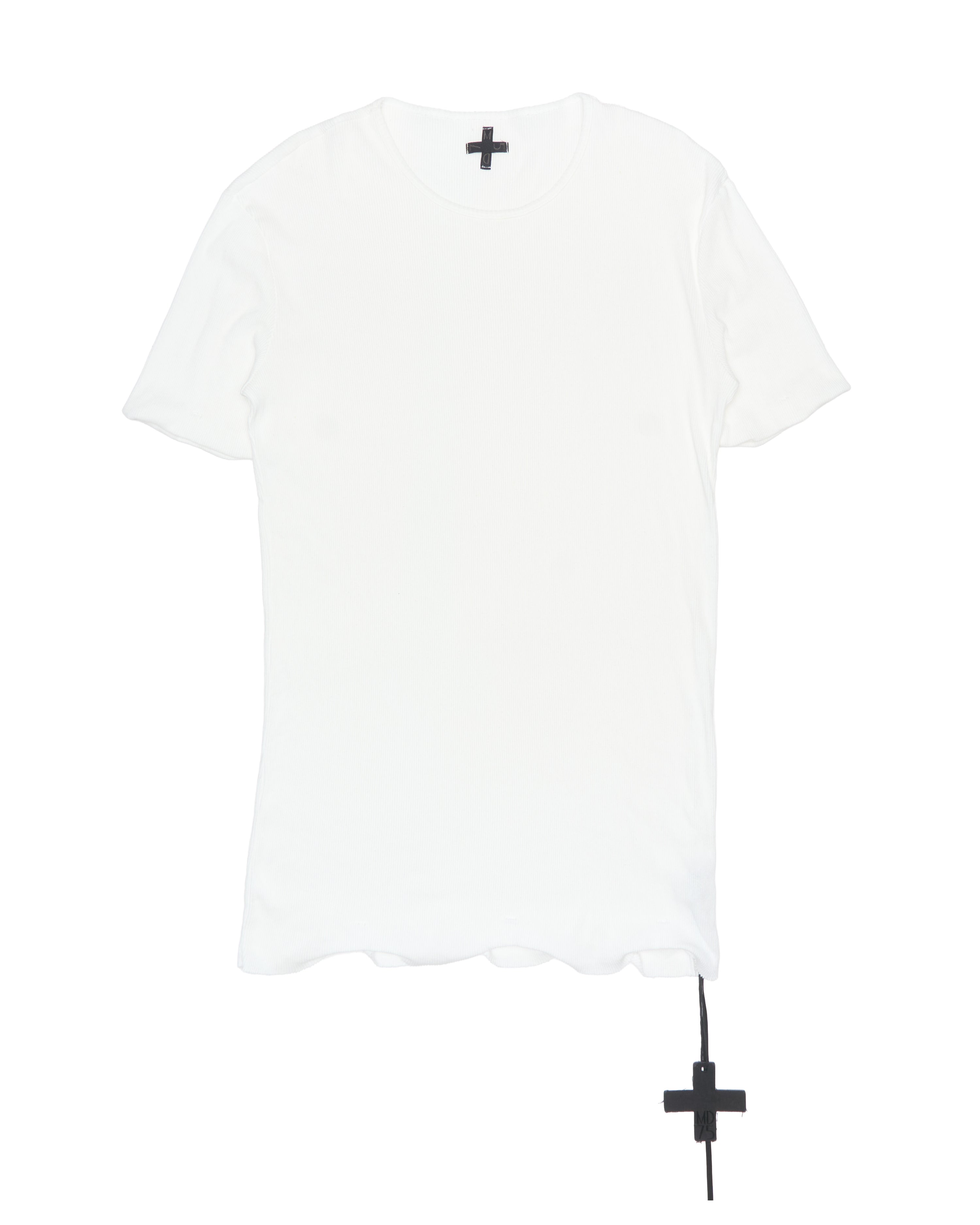 MD75 Ribbed Cotton Short Sleeve Elongated Tee