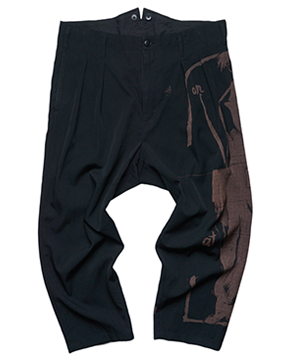 S/S17 Yohji Yamamoto POUR HOMME Moody Graphic Pleated Drop-crotch Suspender Trousers