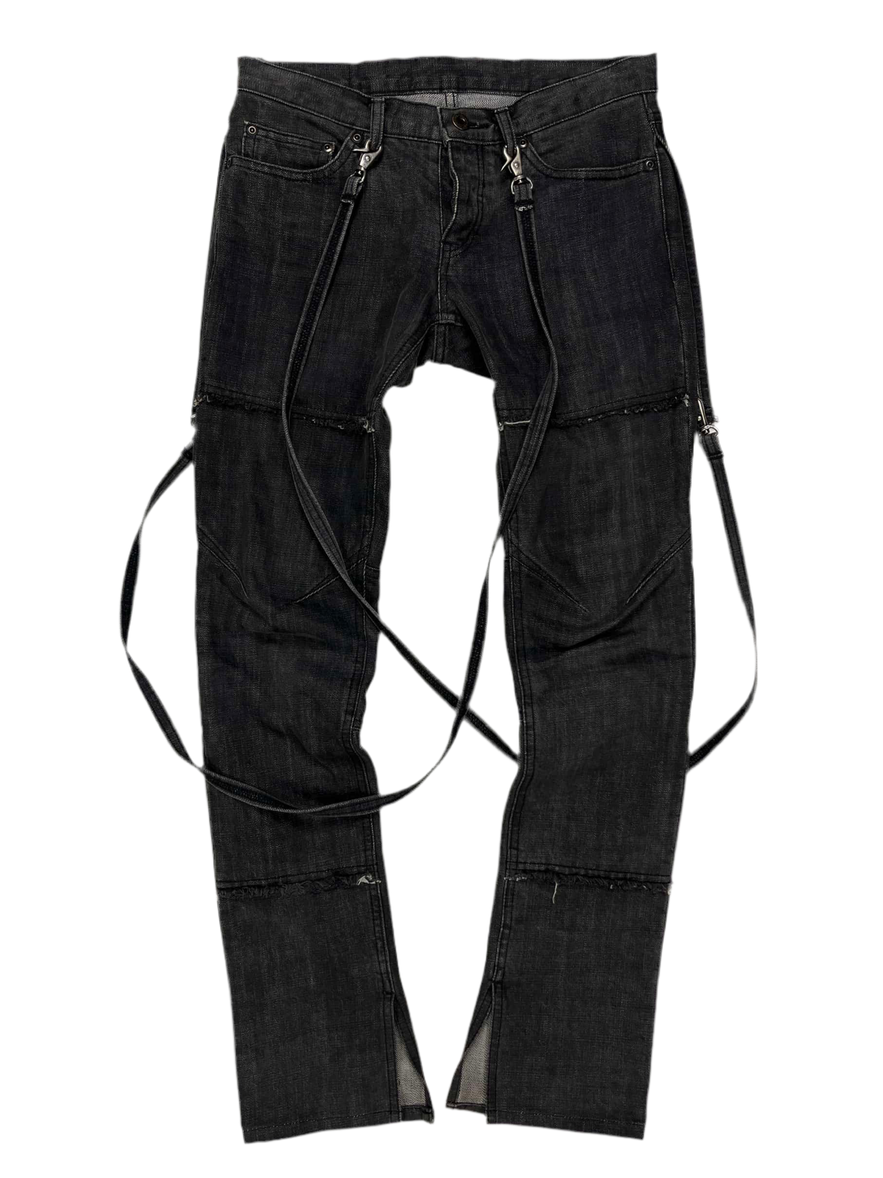Late 90s Hysteric Glamour Reconstructed ‘Bondage’ Strap Slit-flare Skinny Denim