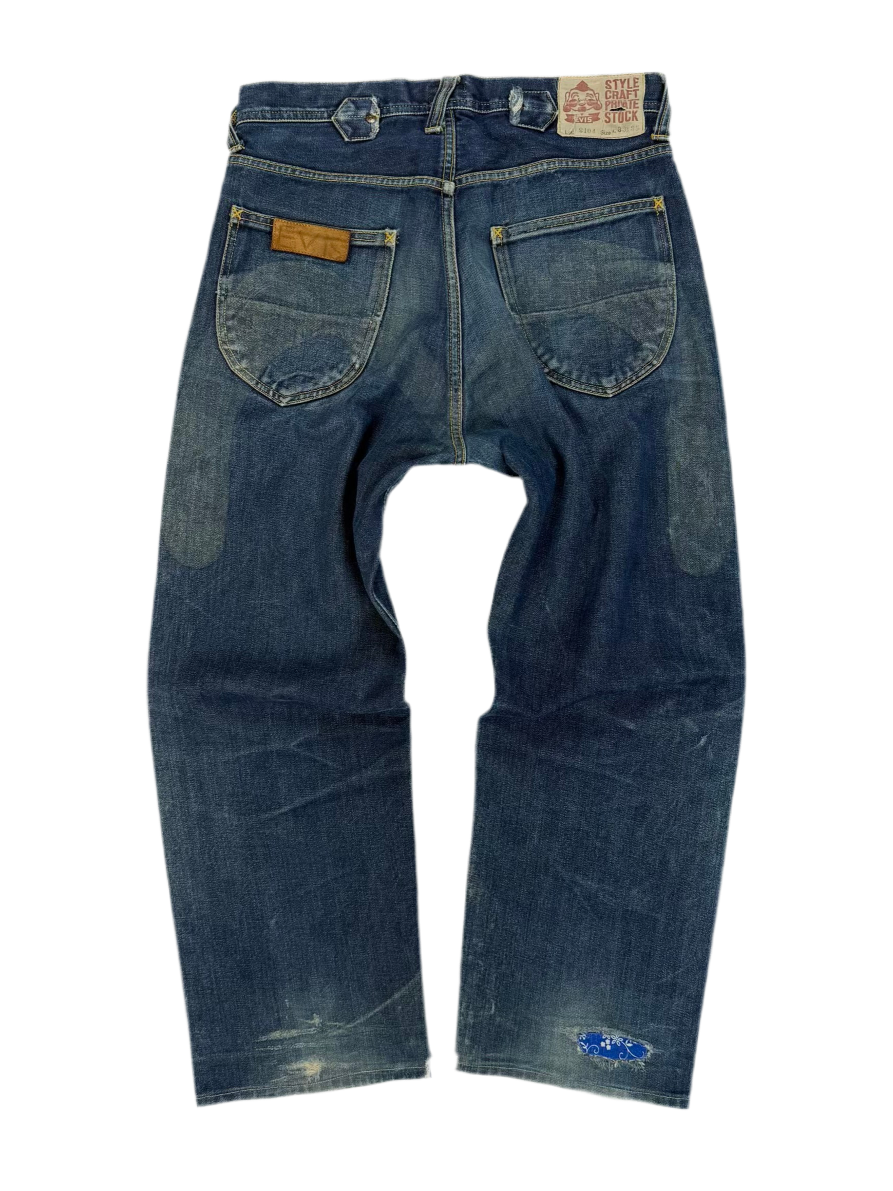 90s EVIS Hand-Paint Diakoku Crop Selvedge Jeans