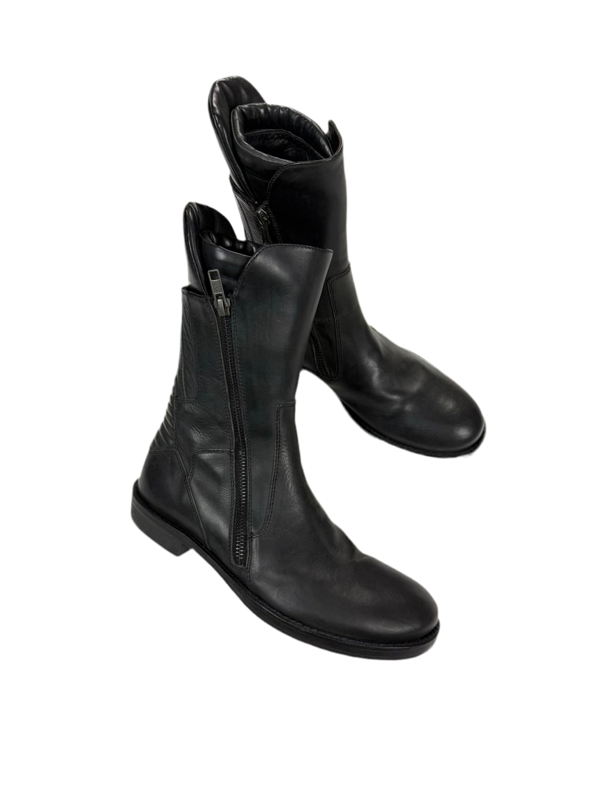 S/S16 Ann Demeulemeester Vitello Olio Nero Biker Boots