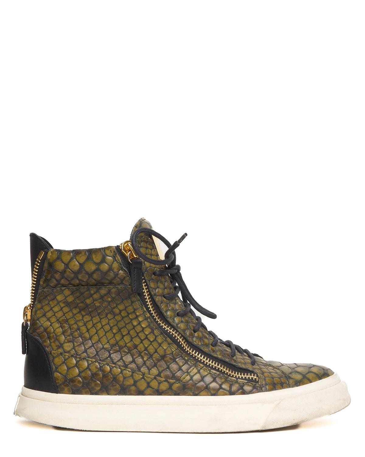 Giuseppe Zanotti Green Python Zip Up High Top Sneakers