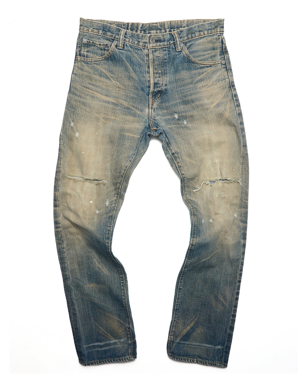 Early 00s Swagger Distressed Straight-Cut Jeans