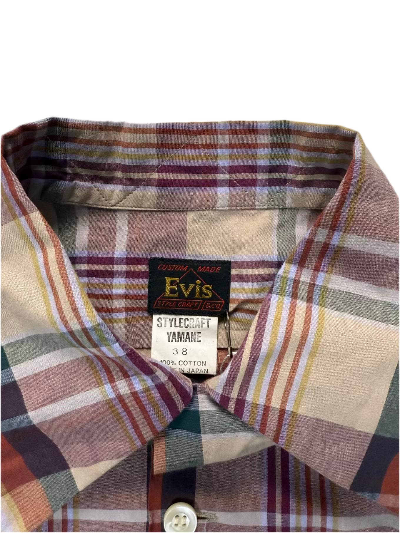 90s Evis Plaid Loop-Collar Shirt