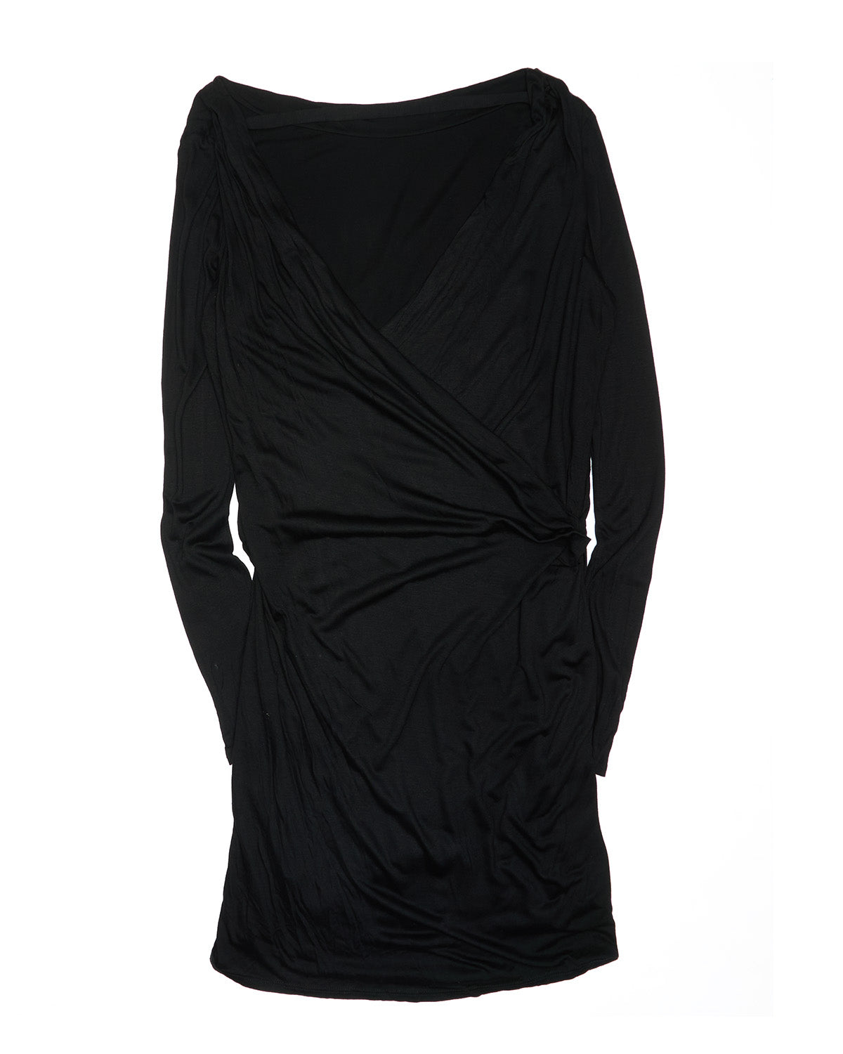 Early 2010s Helmut Lang Draped Wrap-Effect Jersey Mini Dress