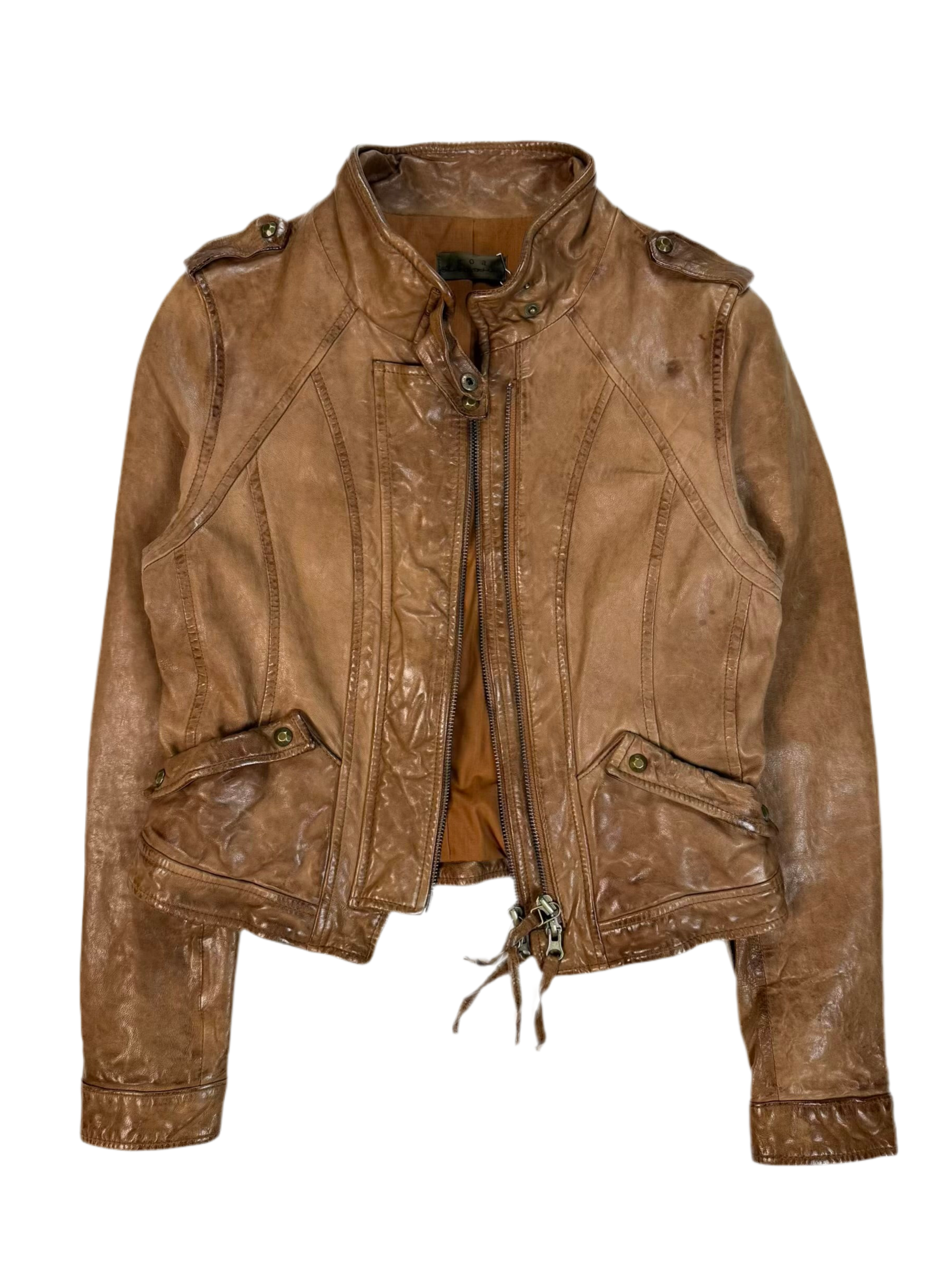 Early 00s G.O.A Double Zip Leather Rider Jacket