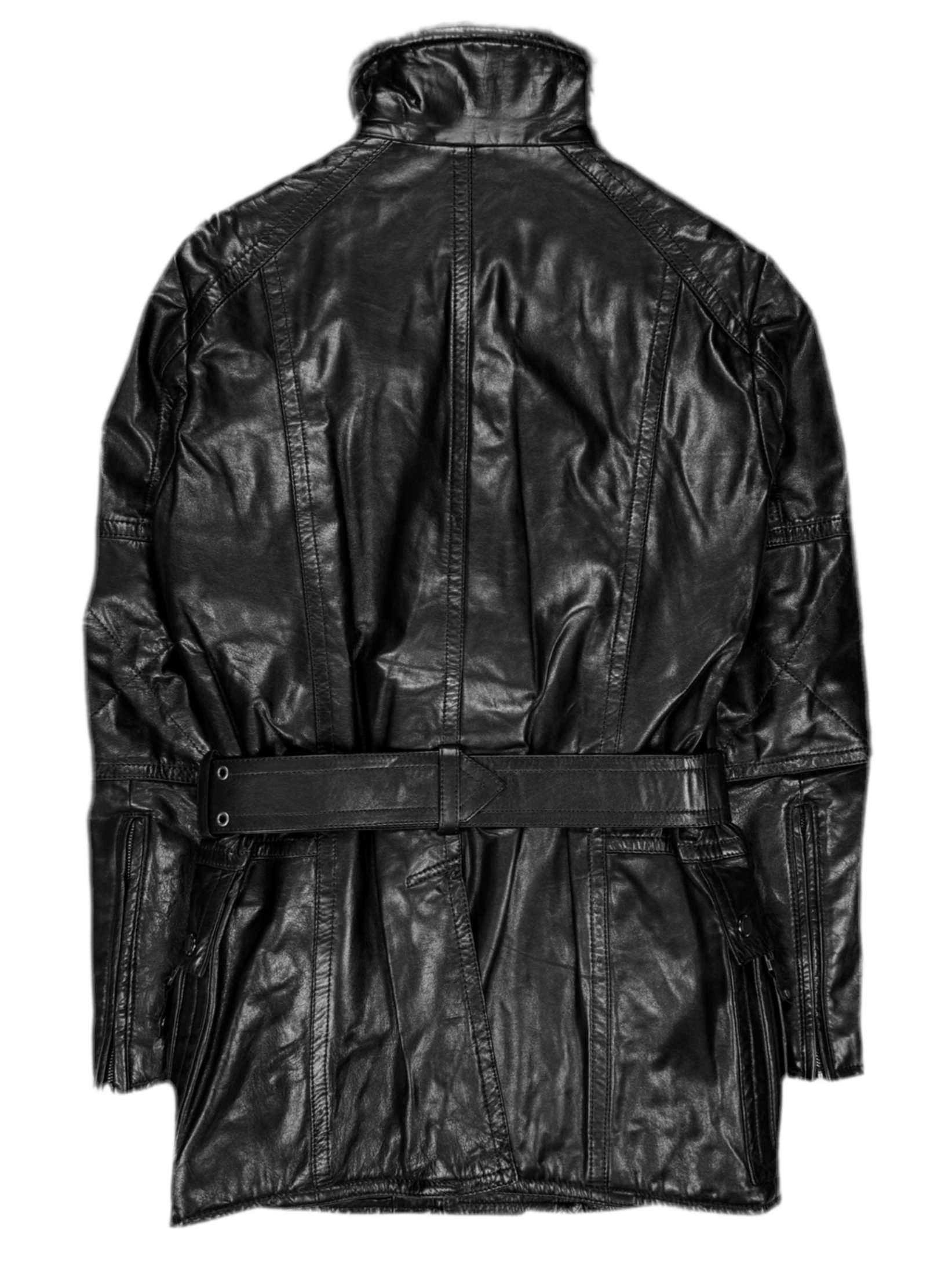 Early 00s 5351 Pour Les Hommes Cowhide Leather Belted Moto Trench Coat